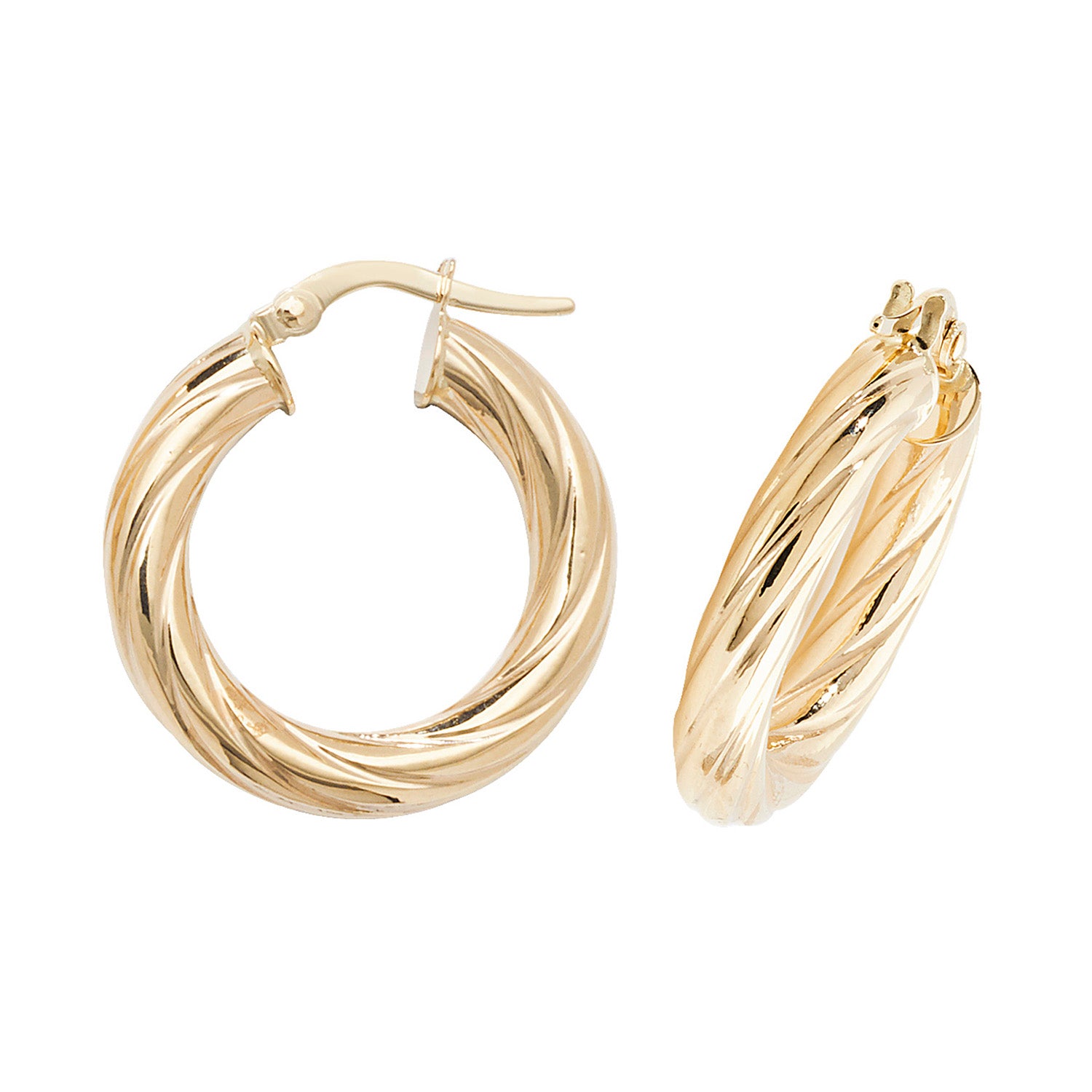 9CT YEL GOLD 15MM HOOP EARRINGS