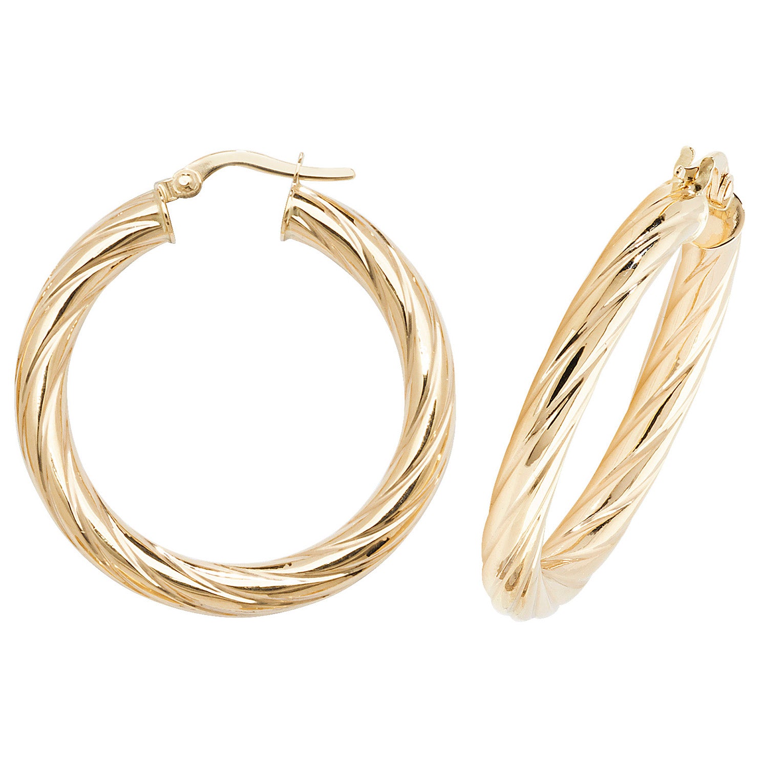 9CT YEL GOLD 25MM HOOP EARRINGS