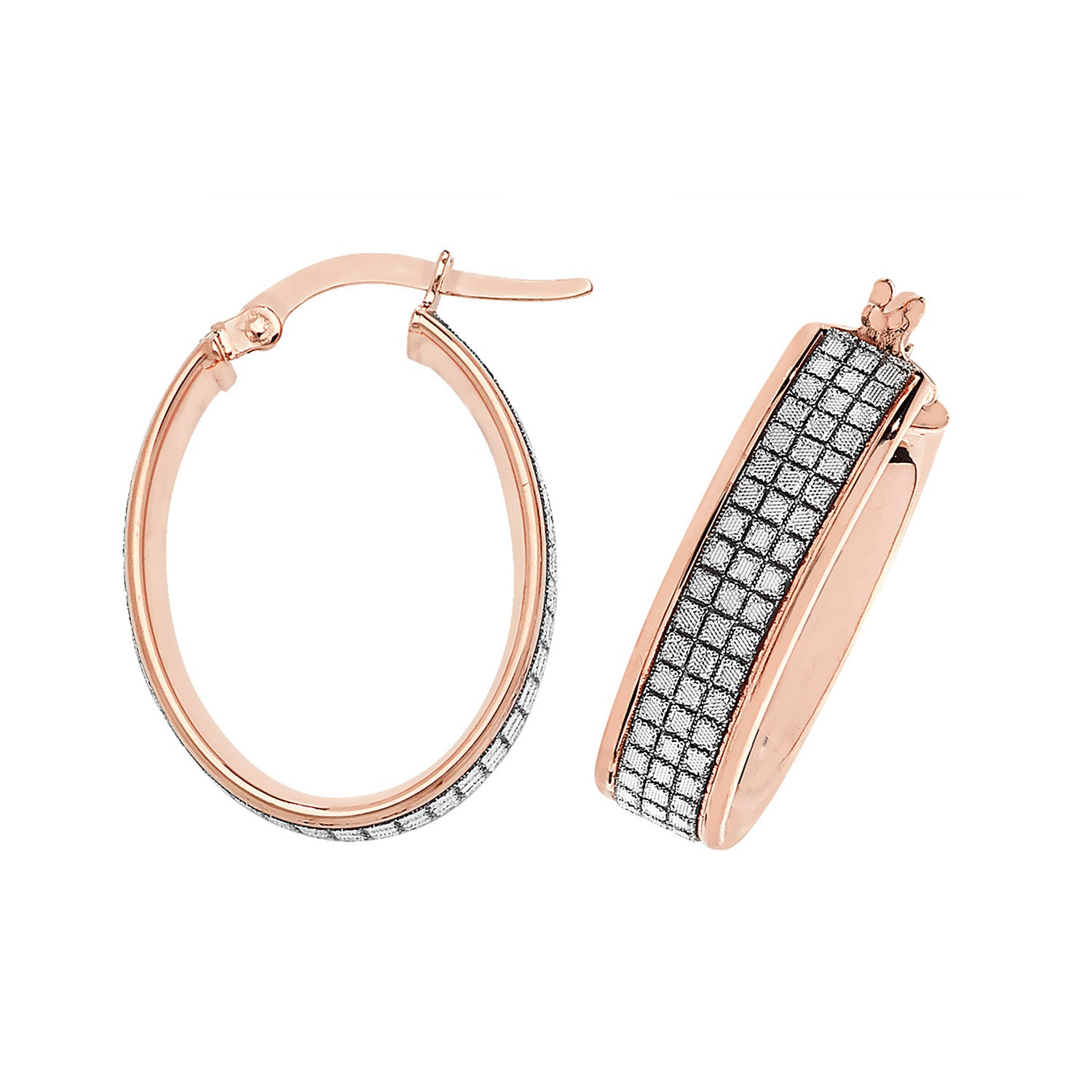 9CT ROSE GOLD OVAL HOOP EARRINGS