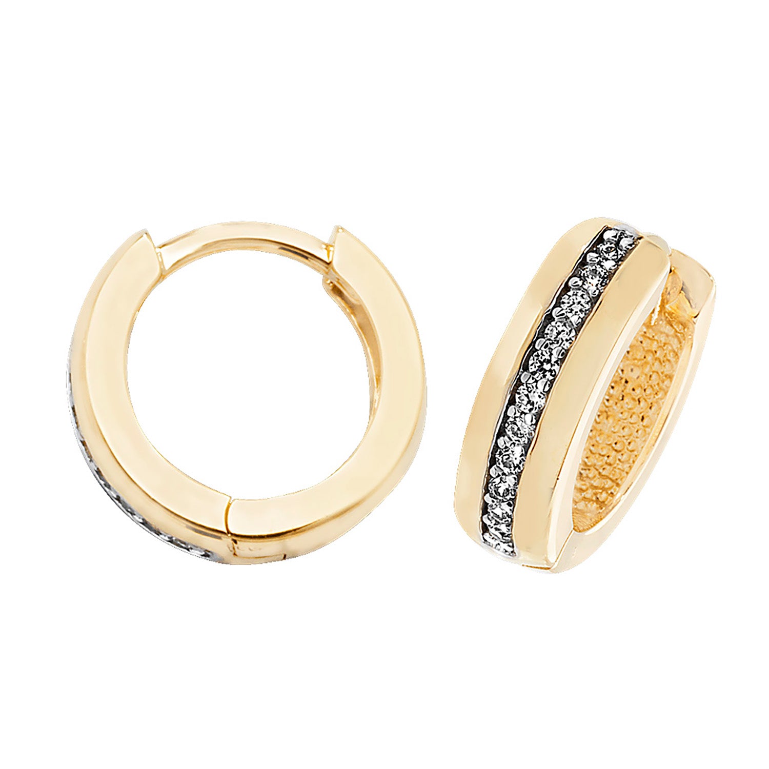 9CT YEL GOLD HINGED CZ EARRINGS