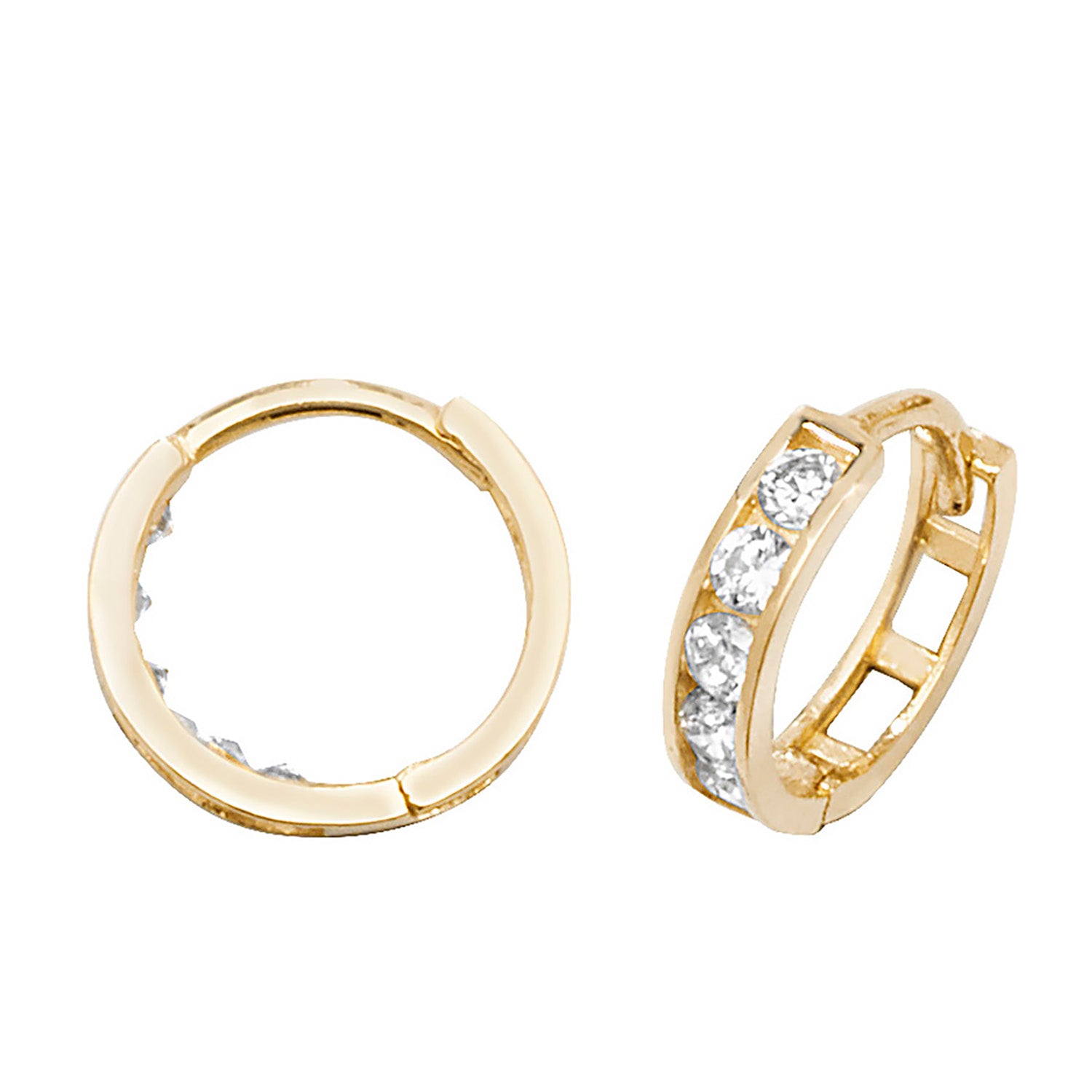 9CT YEL GOLD HINGED CZ EARRINGS