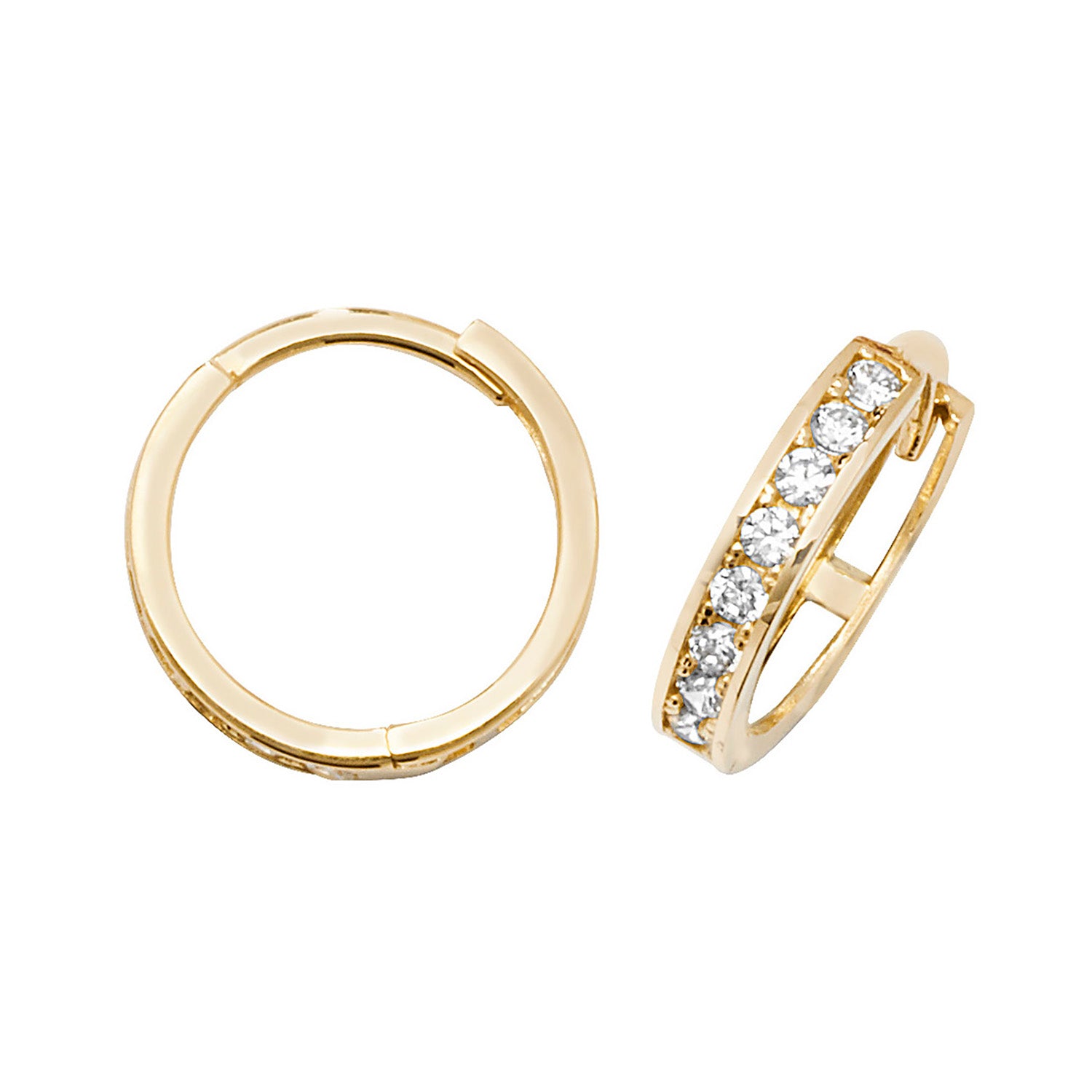 9CT YEL GOLD HINGED CZ EARRINGS