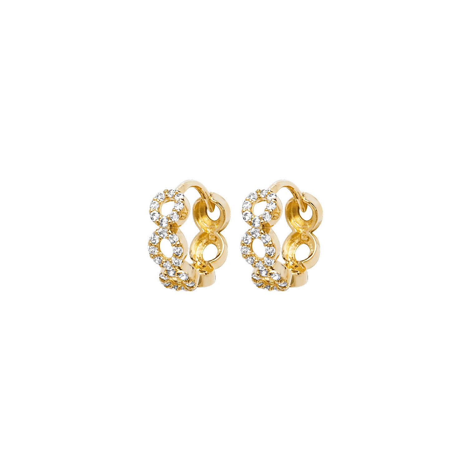9CT YEL GOLD HINGED CZ EARRINGS