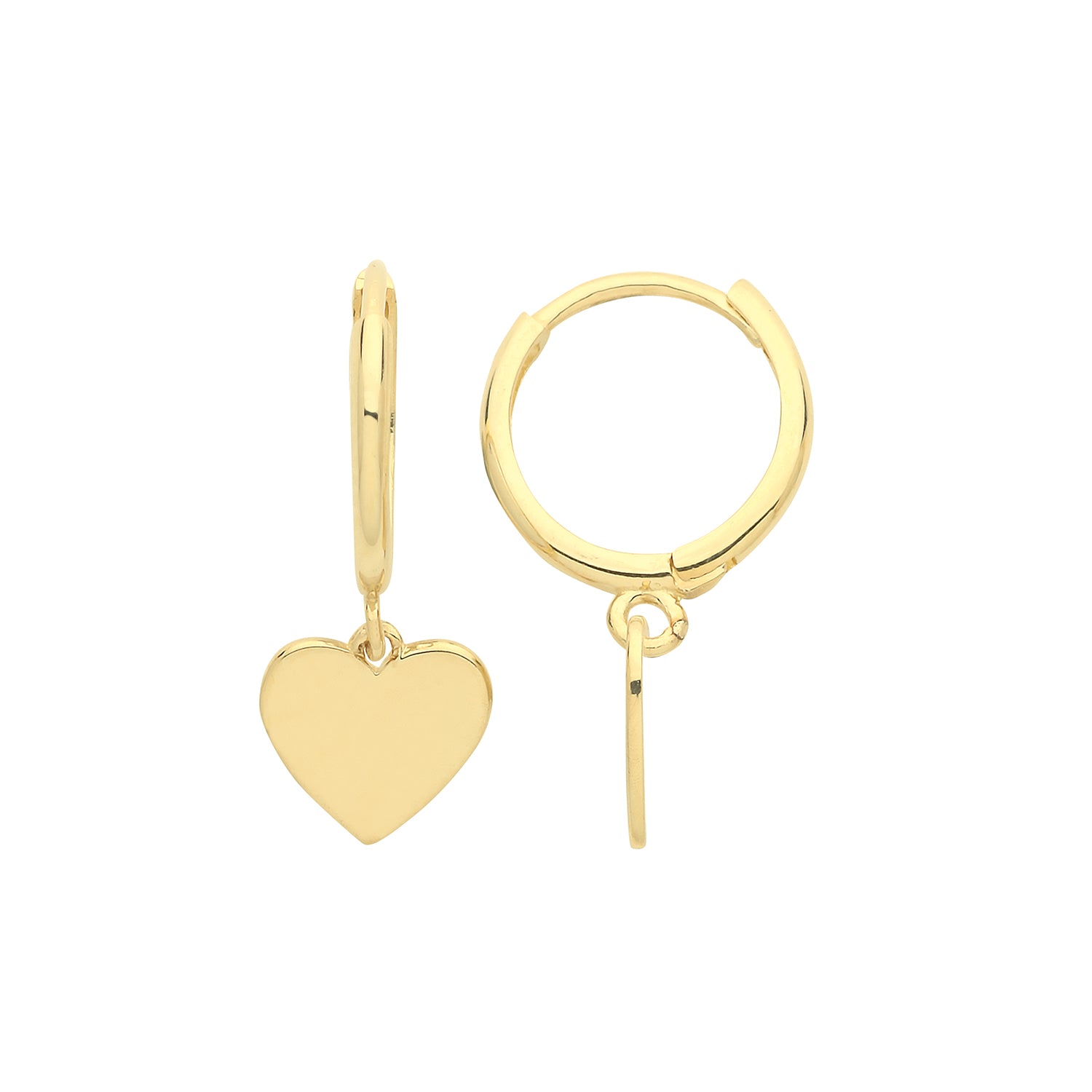 9CT YEL GOLD HEART CHARM DROP EARRINGS