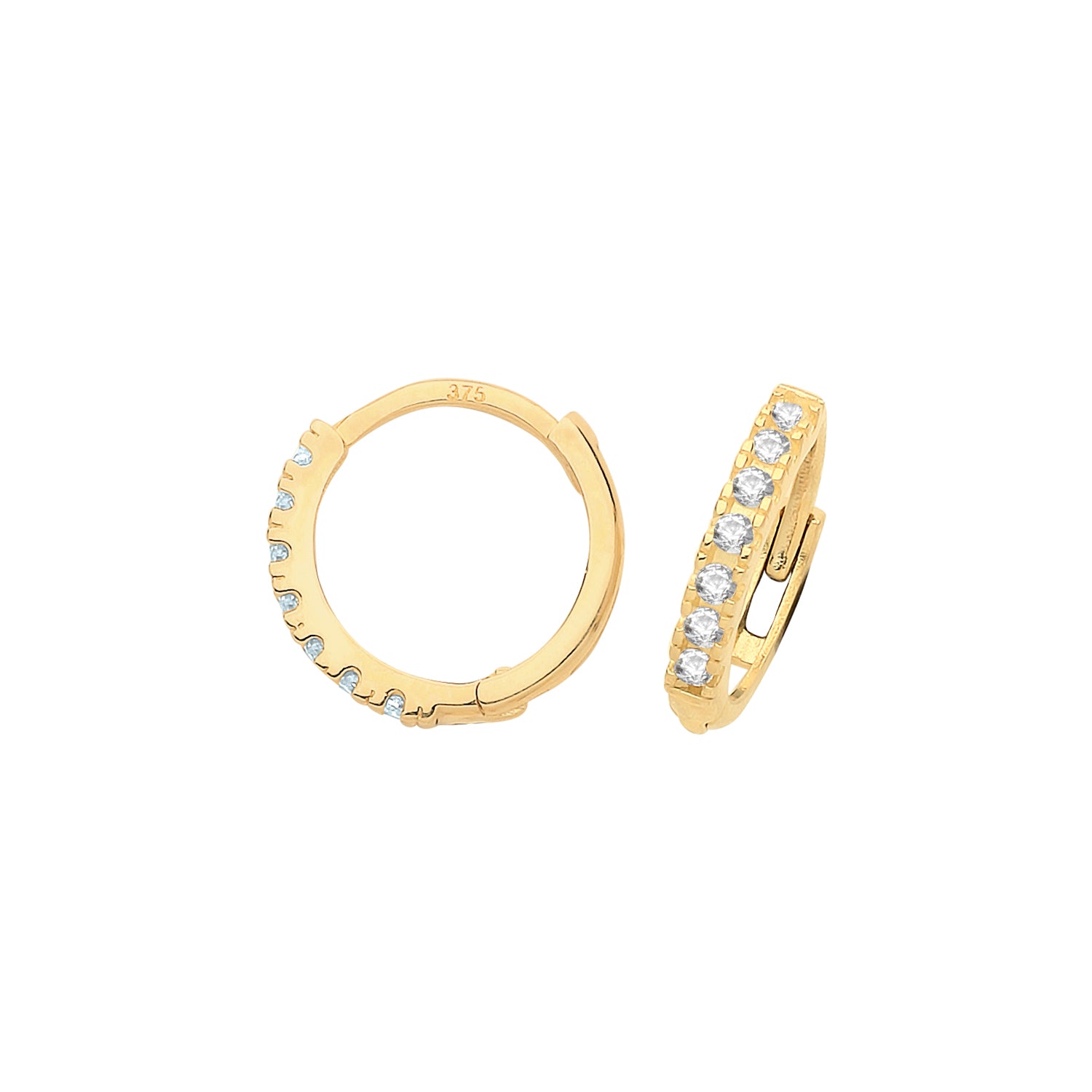 9CT YEL GOLD HINGED CZ EARRINGS