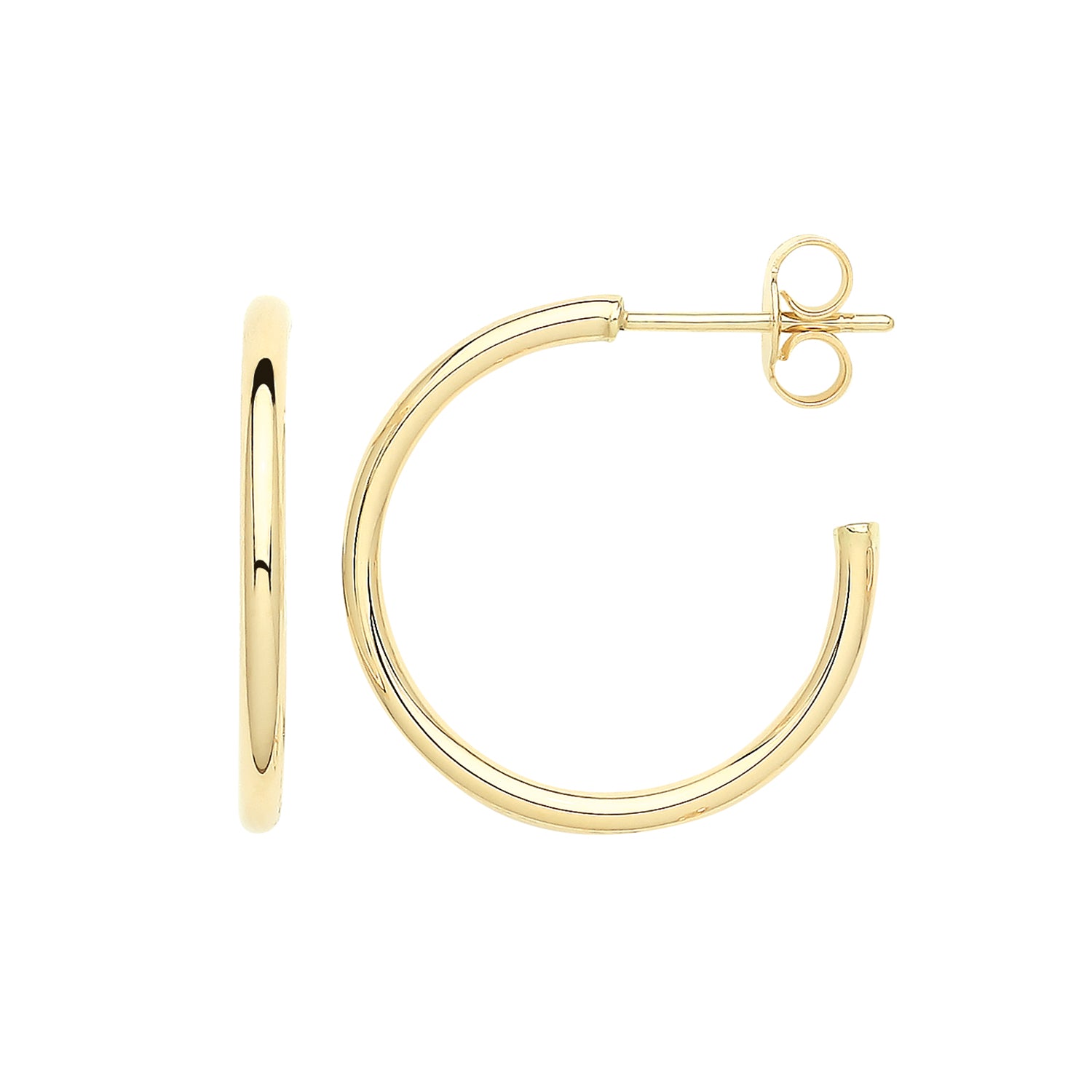 9CT YEL GOLD 12MM HOOPS WITH POST