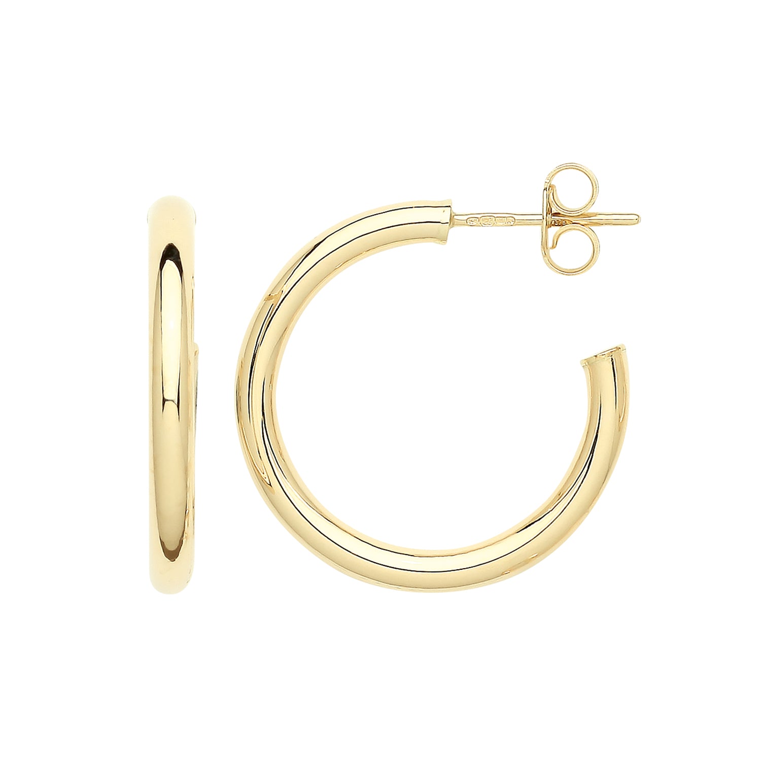 9CT YEL GOLD 12MM HOOPS WITH POST