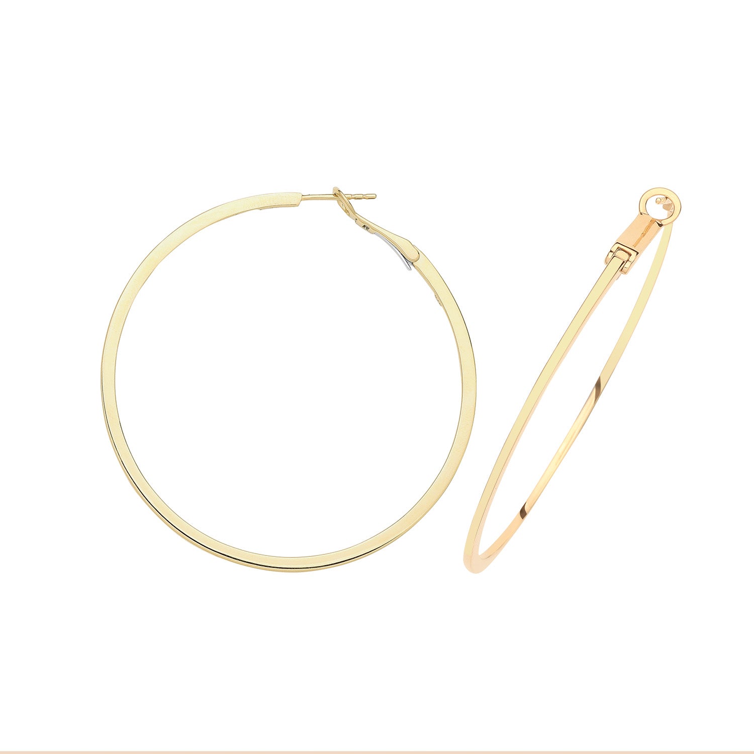 9CT SOLID YELLOW GOLD OMEGA BACK HOOPS