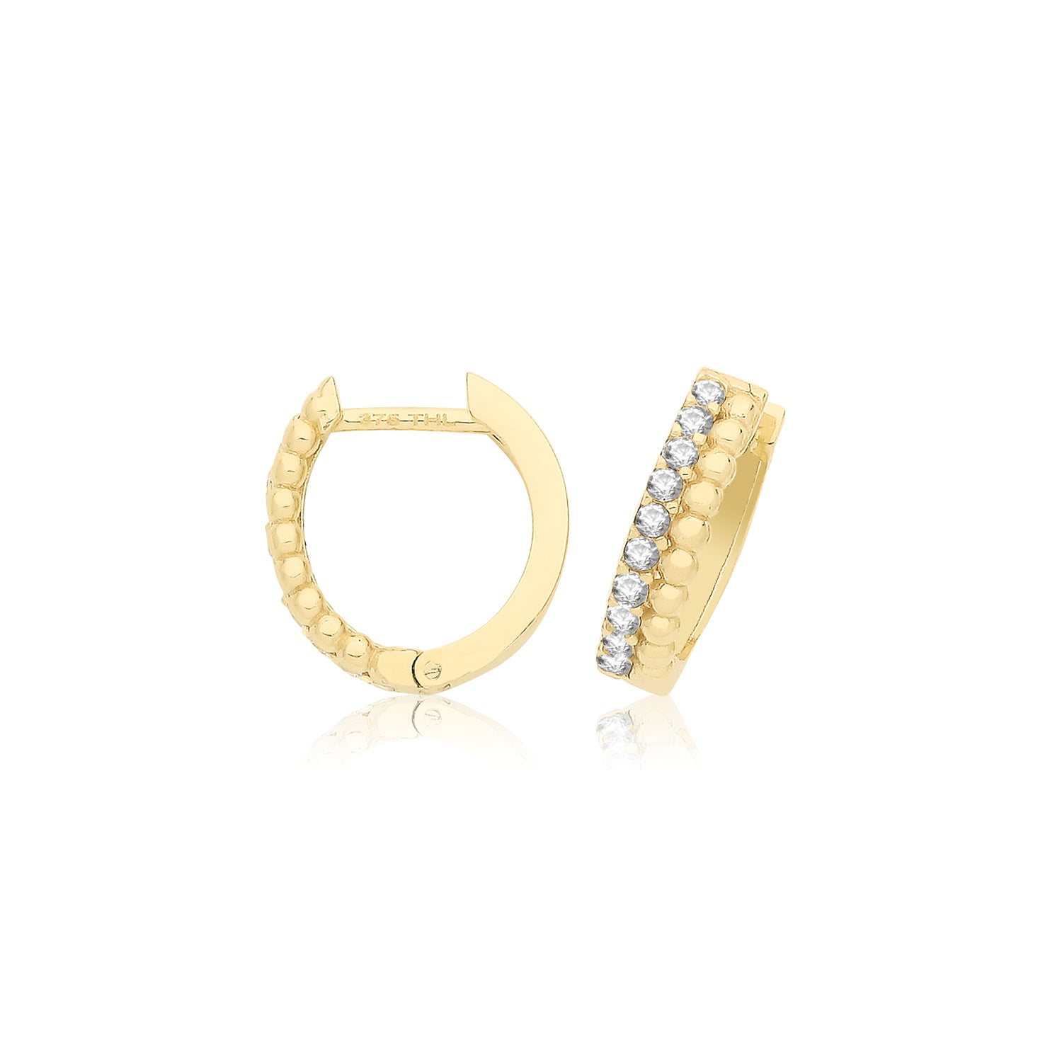 9CT YEL GOLD HINGED CZ EARRINGS