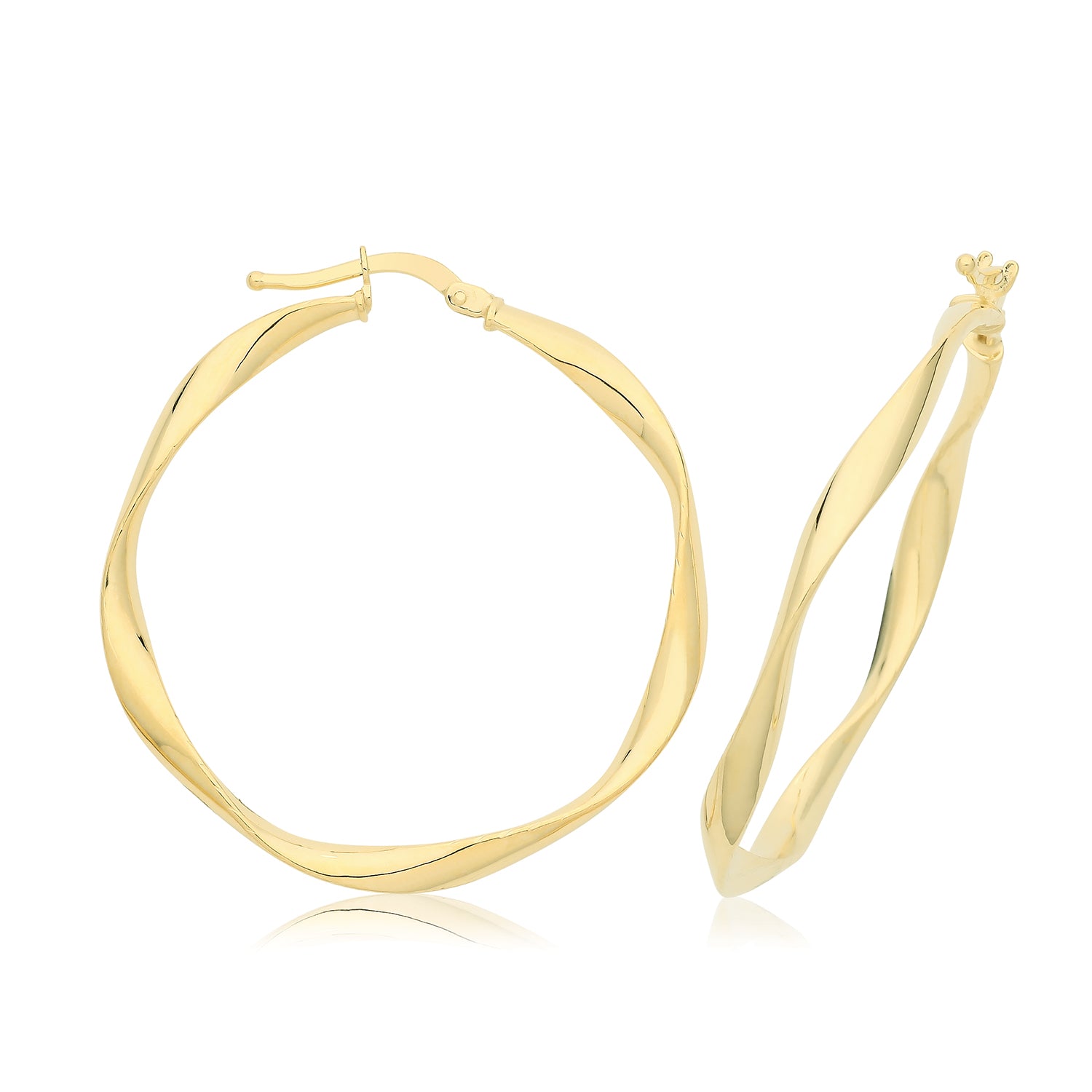 9CT YEL GOLD 15MM GENTLE TWIST HOOP EARRINGS