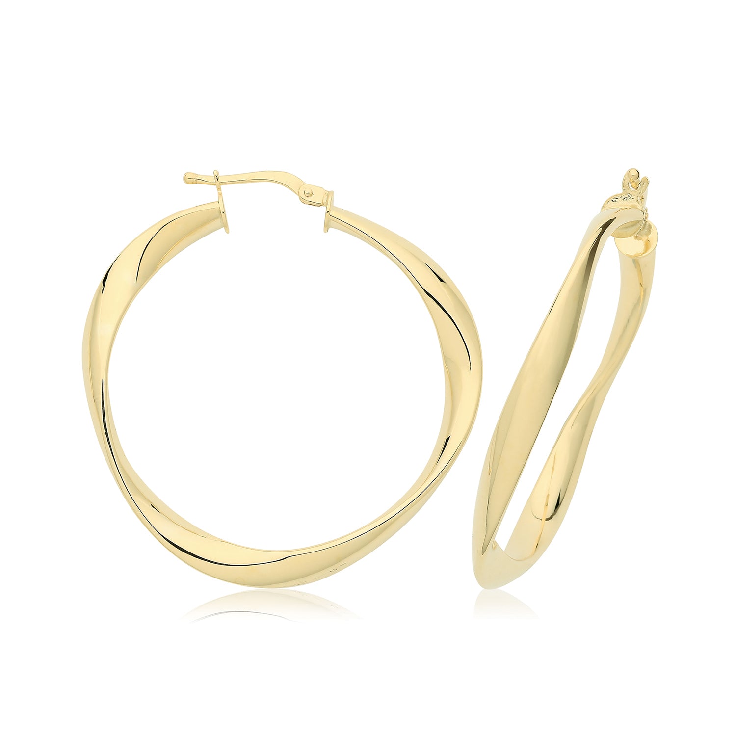 9CT YEL GOLD 20MM GENTLE TWIST HOOP EARRINGS