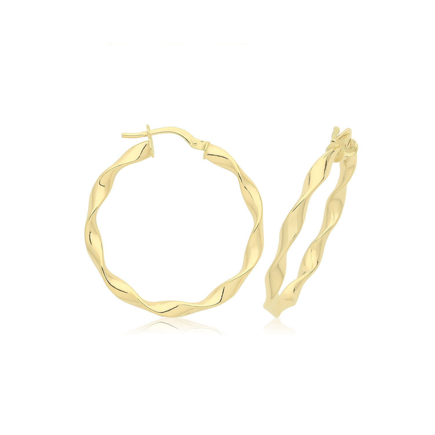 9CT YEL GOLD 20MM TWIST HOOP EARRINGS