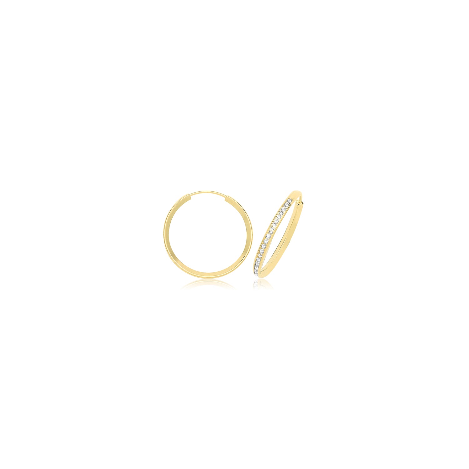 9CT YEL GOLD THIN CZ HOOPS