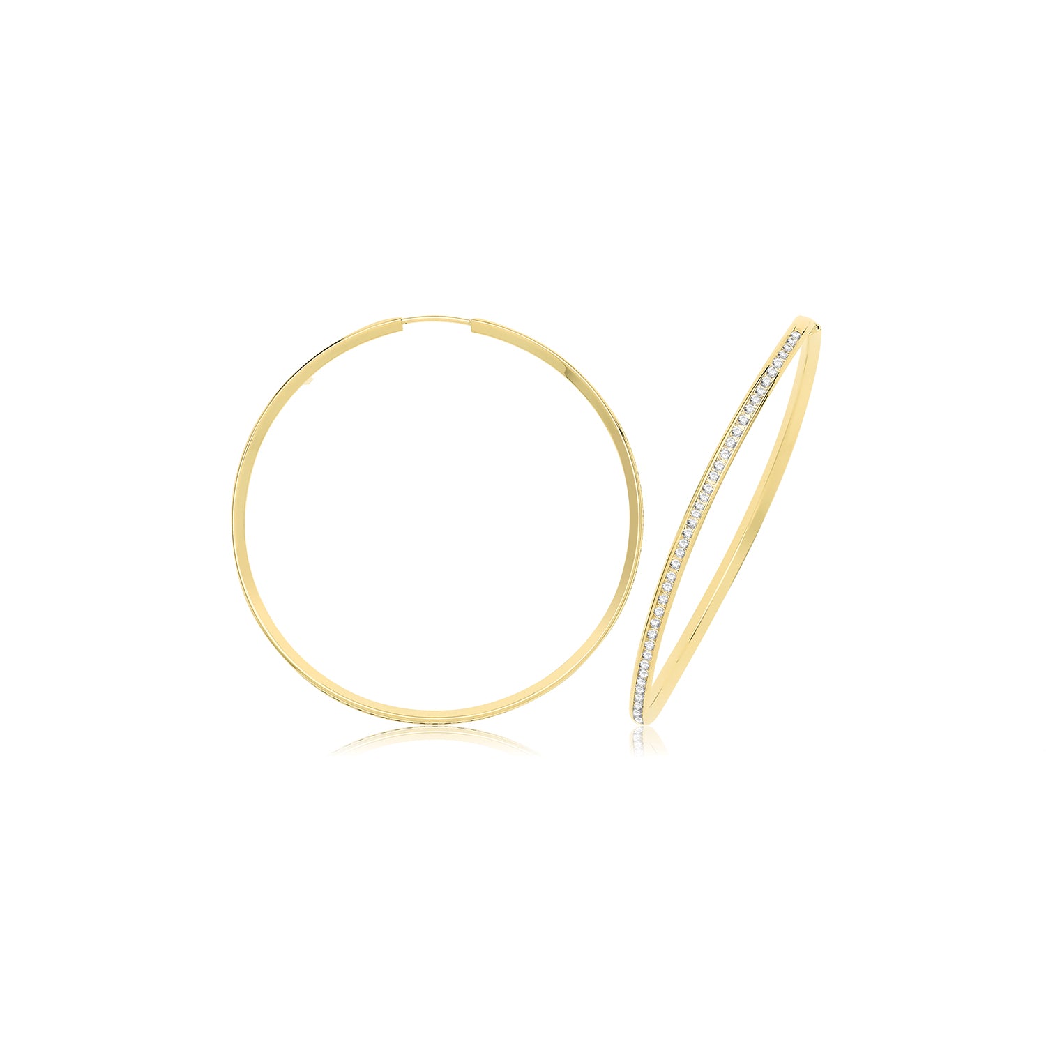 9CT YEL GOLD THIN CZ HOOPS