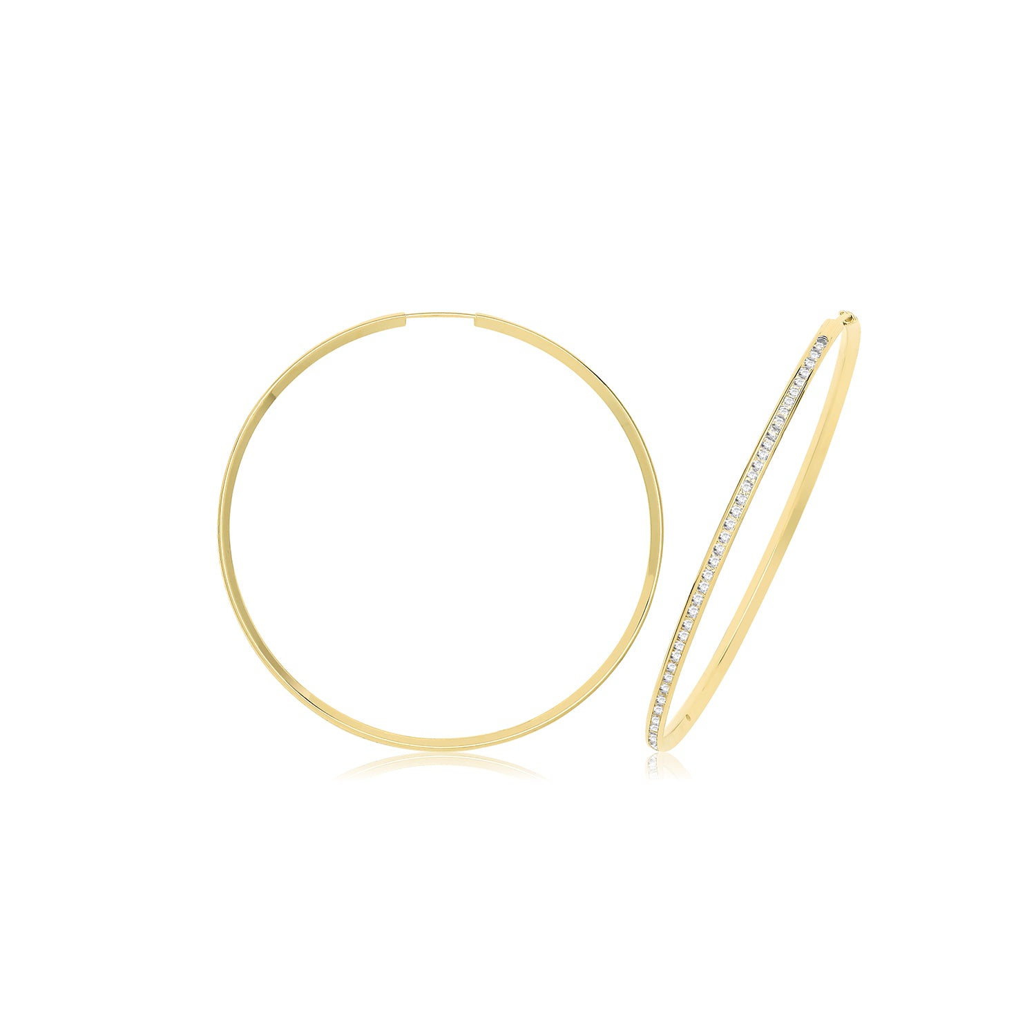 9CT YEL GOLD THIN CZ HOOPS
