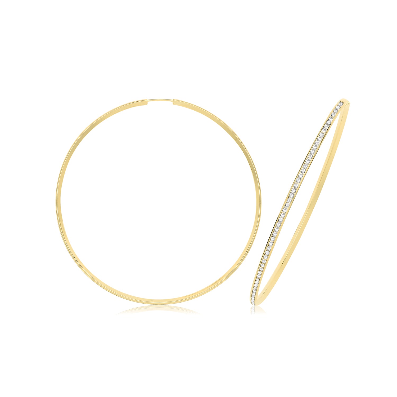 9CT YEL GOLD THIN CZ HOOPS