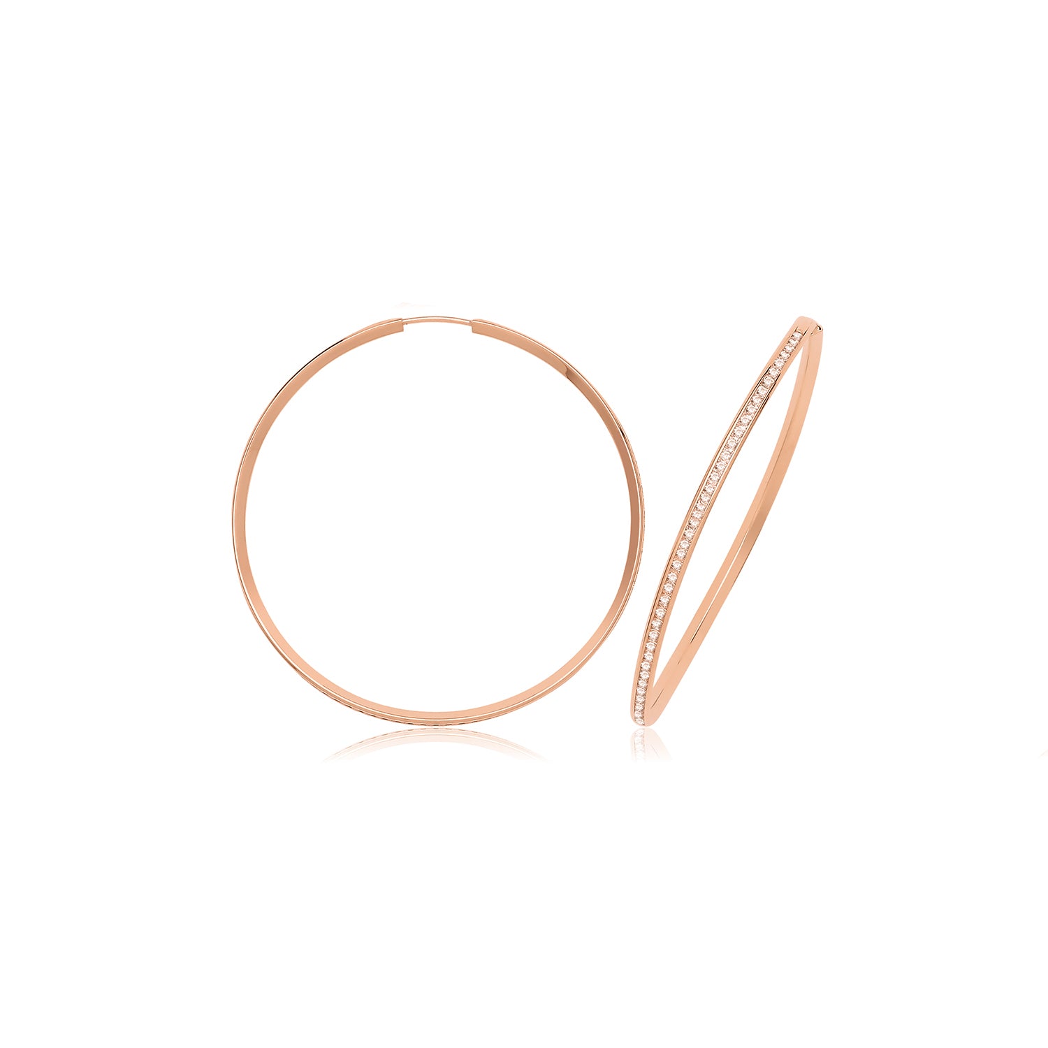 9CT ROSE GOLD THIN CZ HOOPS