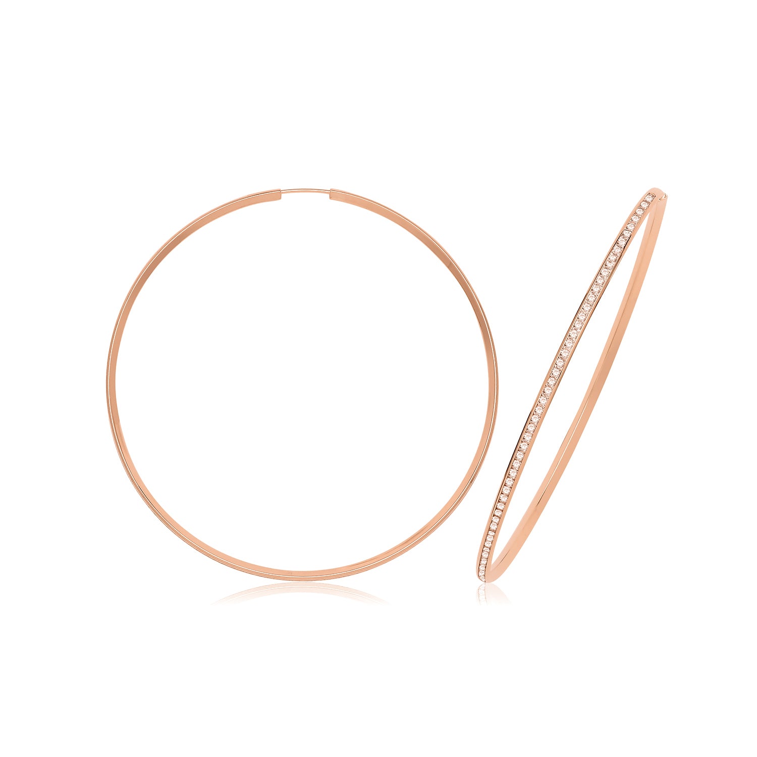9CT ROSE GOLD THIN CZ HOOPS