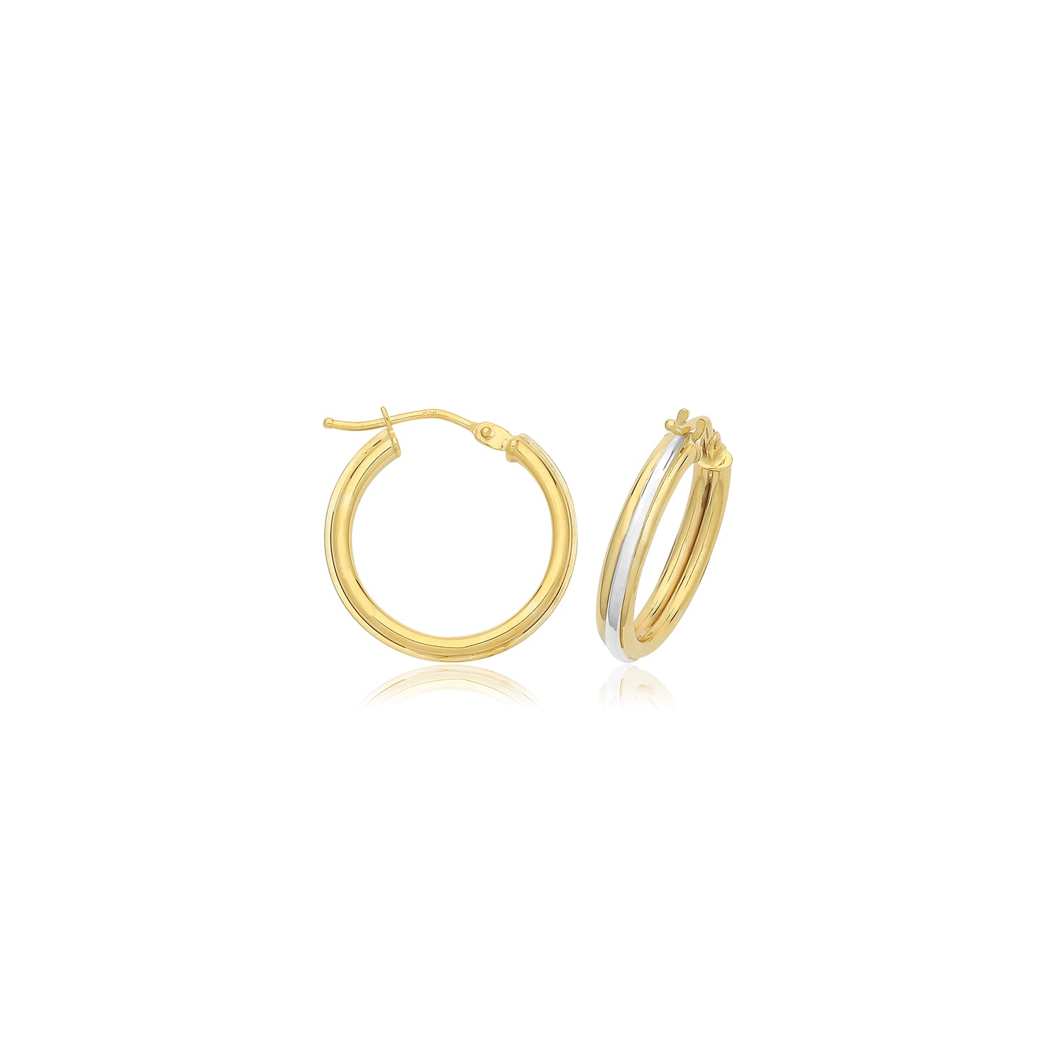 9CT YEL/W GOLD 15MM HOOP EARRINGS