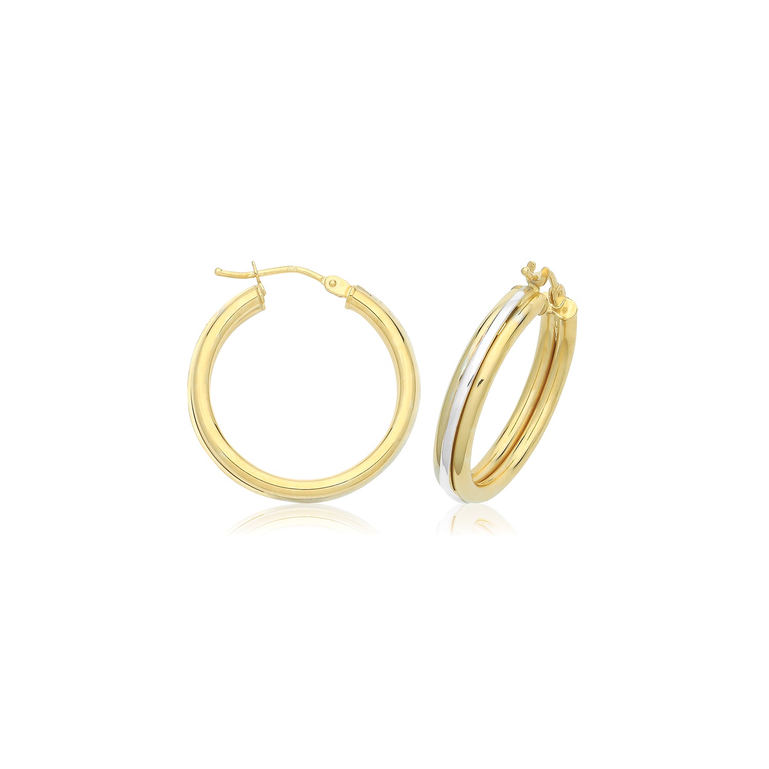 9CT YEL/W GOLD 20MM HOOP EARRINGS