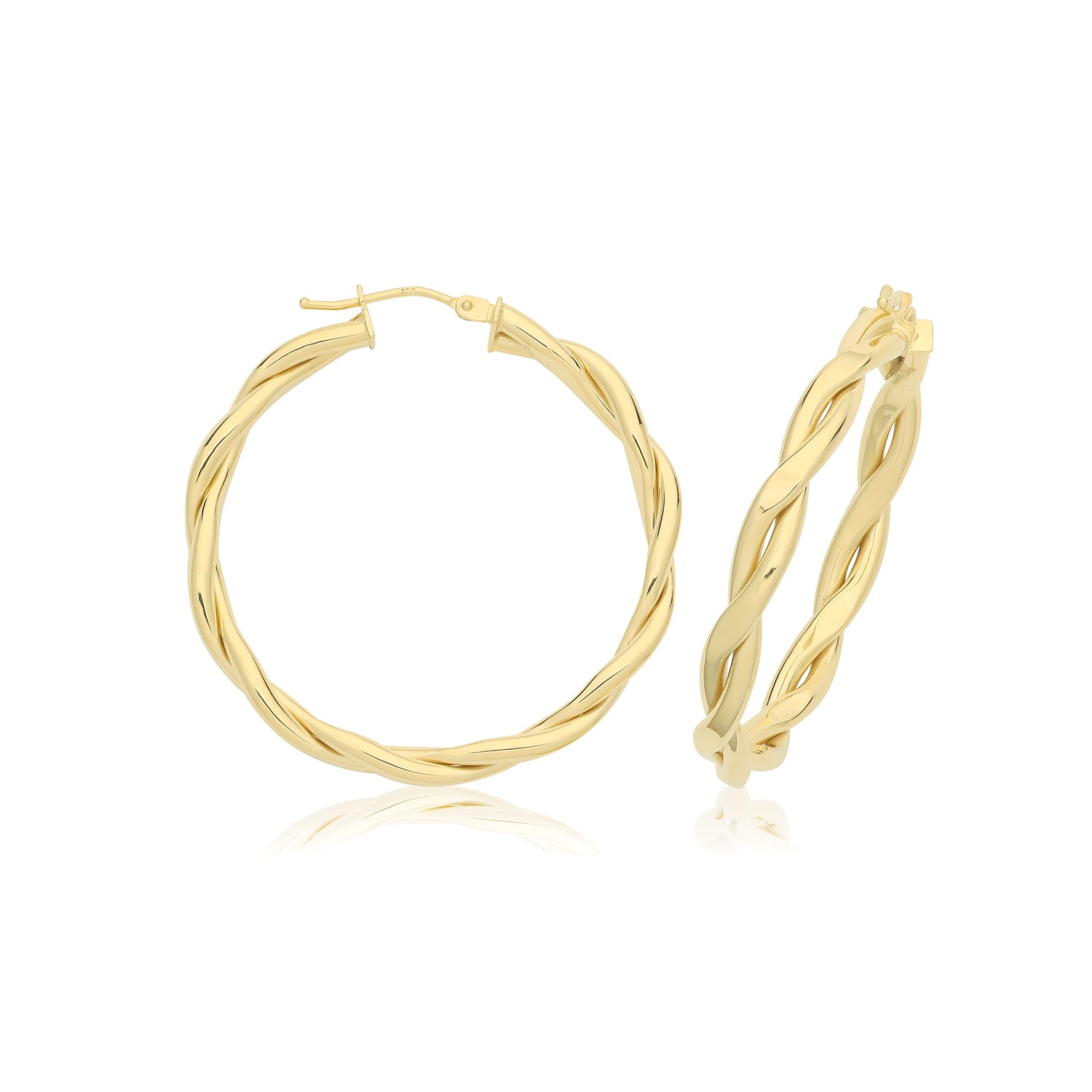 9CT YEL GOLD 30MM HOOP EARRINGS
