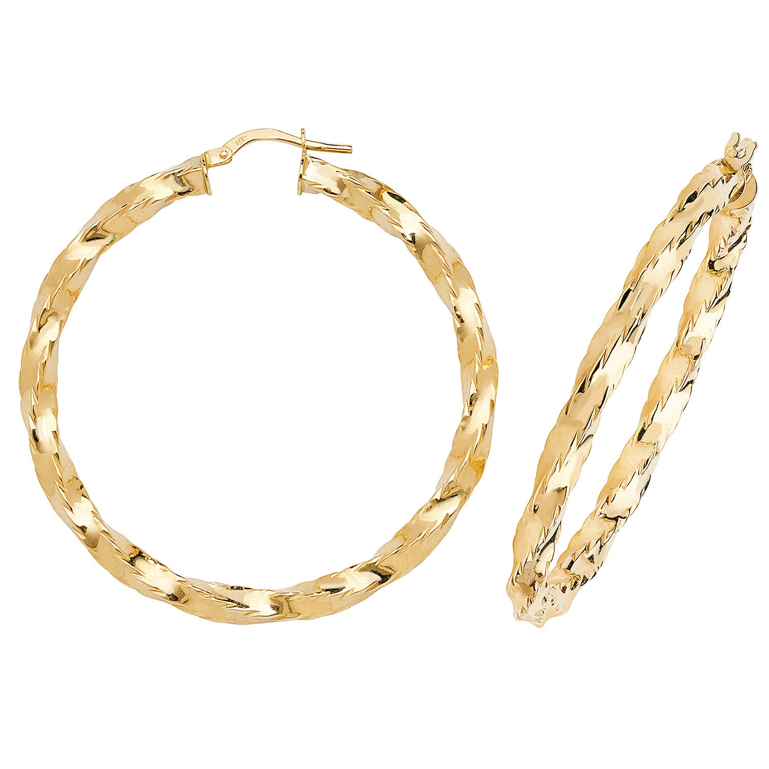 9CT YEL GOLD 40MM HOOP EARRINGS