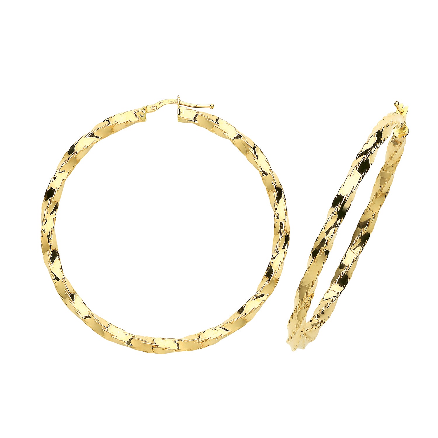 9CT YEL GOLD 50MM HOOP EARRINGS