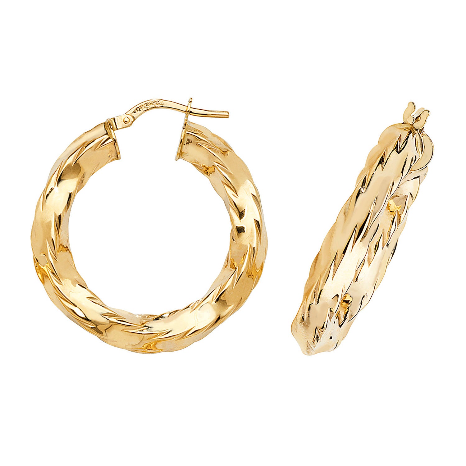 9CT YEL GOLD 20MM HOOP EARRINGS
