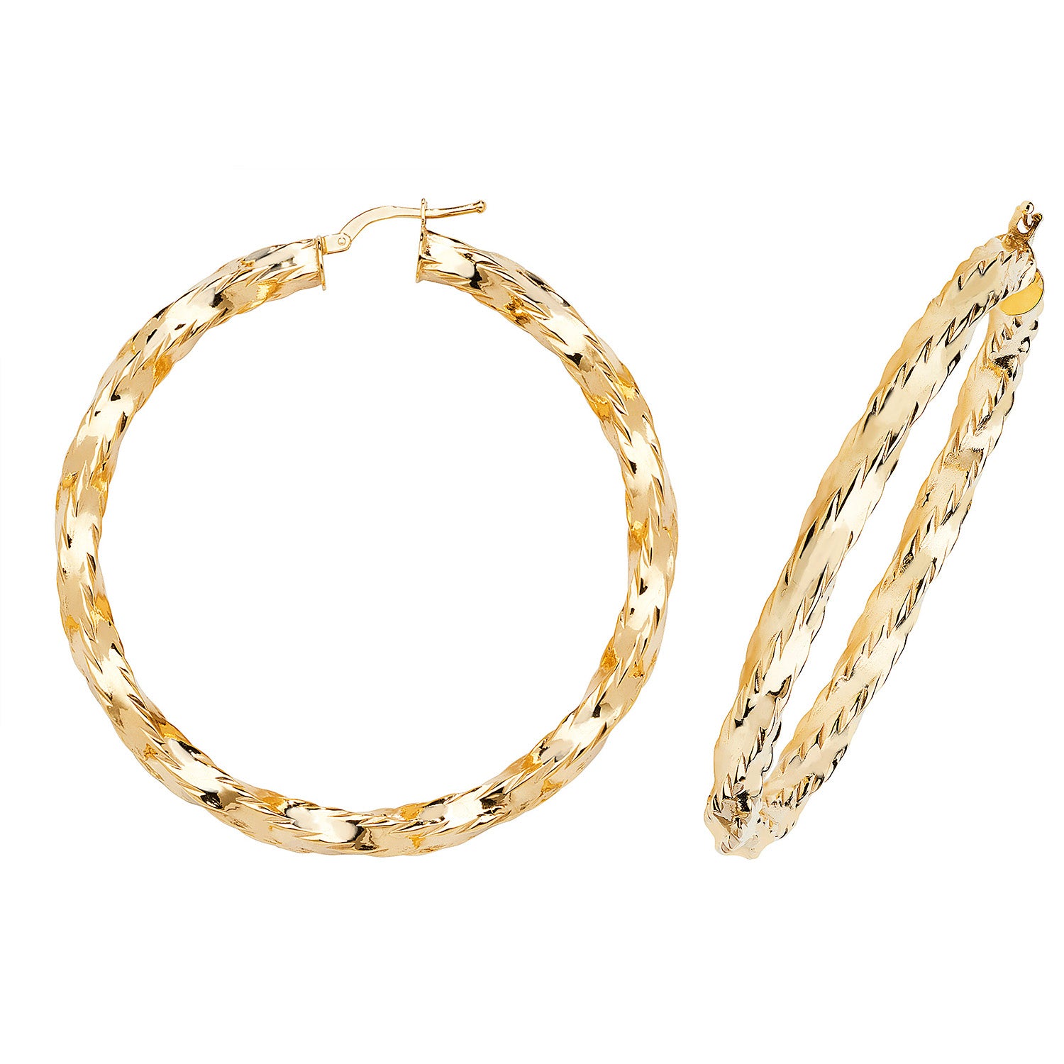 9CT YEL GOLD 50MM HOOP EARRINGS