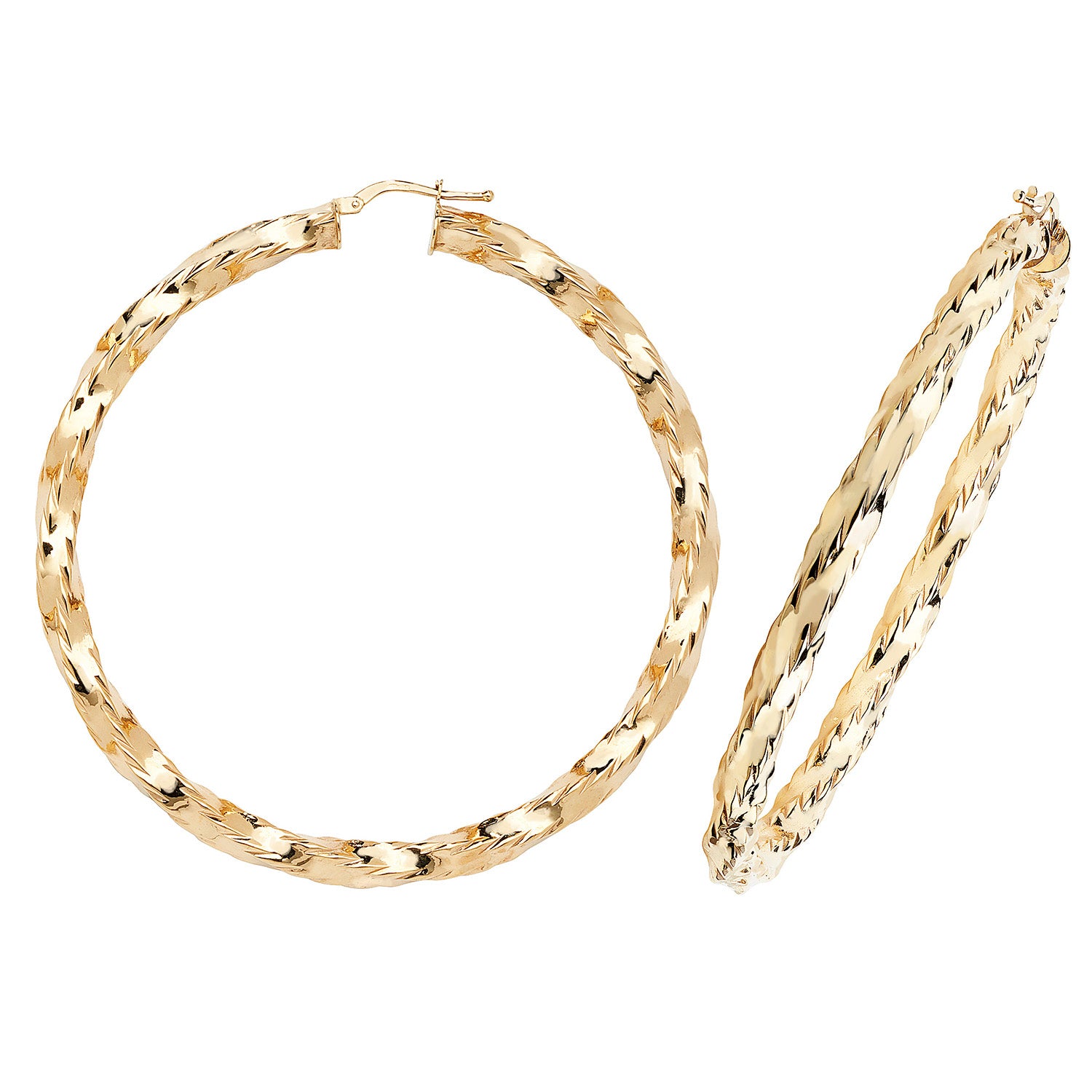 9CT YEL GOLD 60MM HOOP EARRINGS