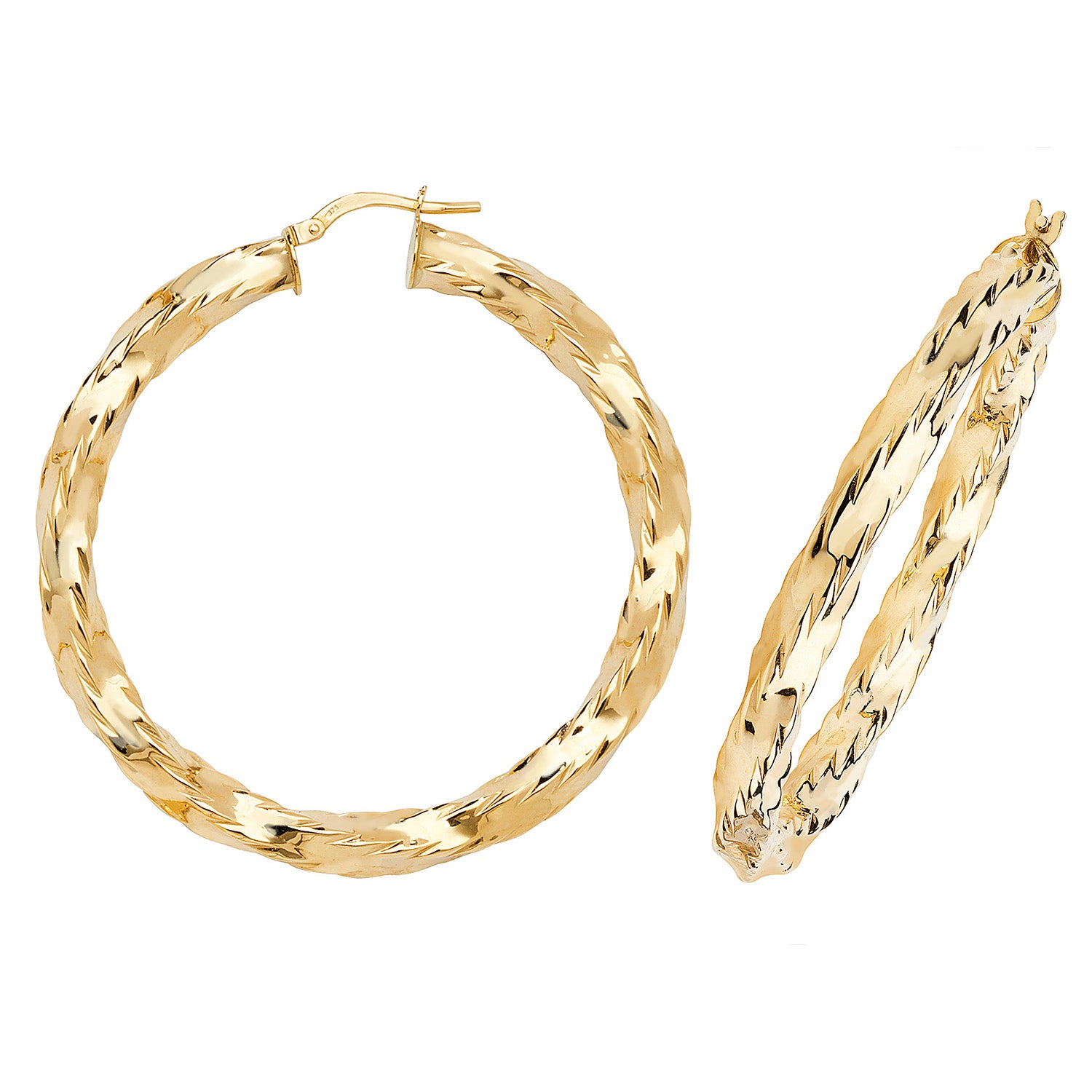 9CT YEL GOLD 40MM HOOP EARRINGS