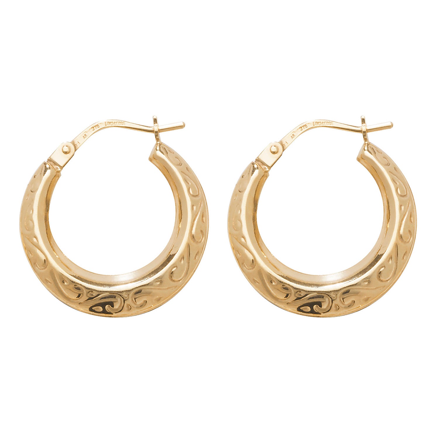9CT YEL GOLD 12MM CREOLE EARRINGS