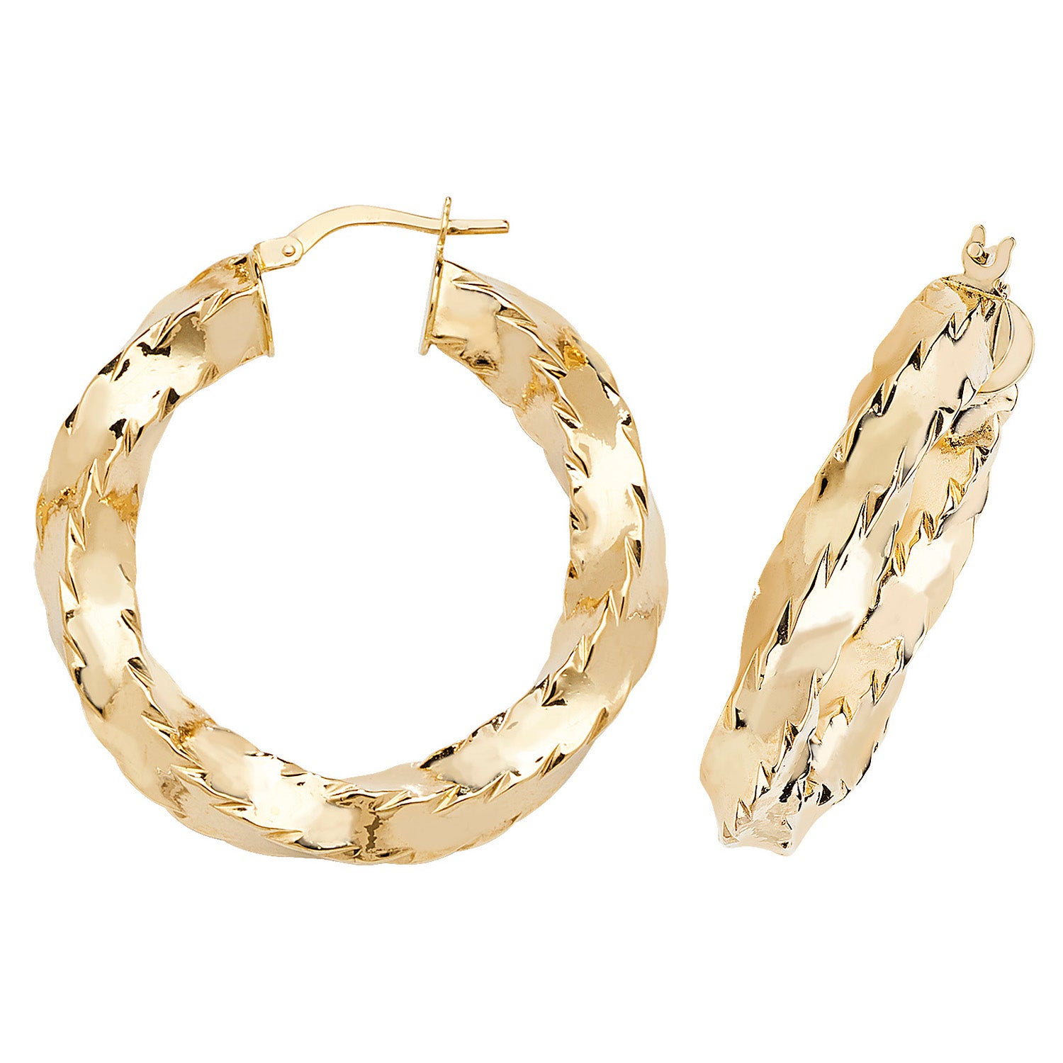 9CT YEL GOLD 25MM DC HOOP EARRINGS