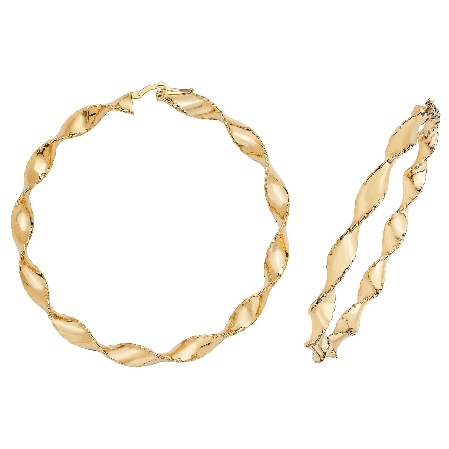 9CT YEL GOLD 60MM DC HOOP EARRINGS