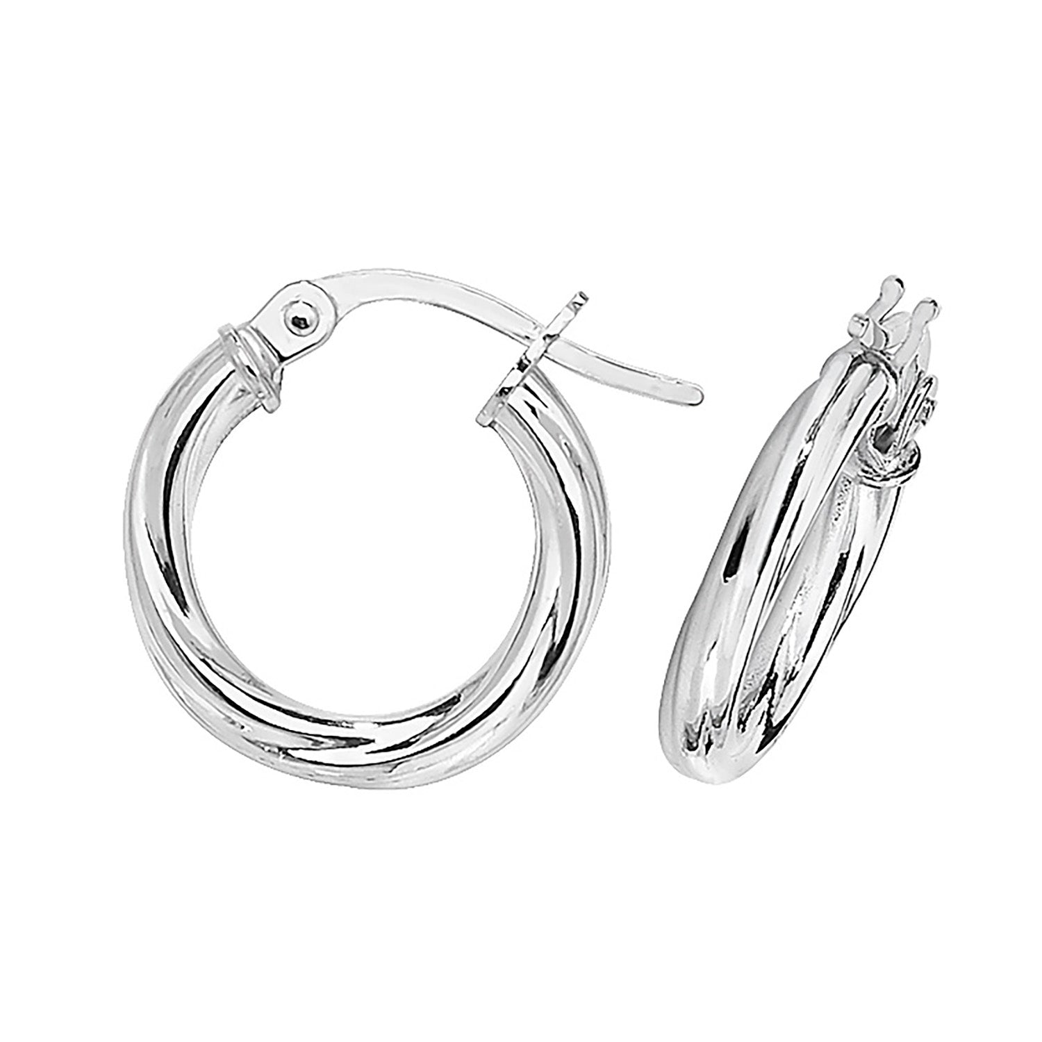 9CT WHT GOLD 10MM HOOP EARRINGS