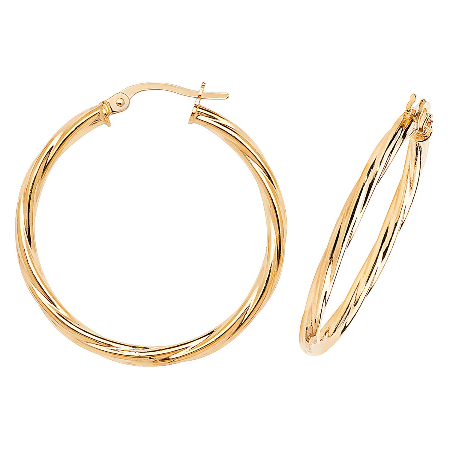 9CT YEL GOLD 25MM HOOP EARRINGS
