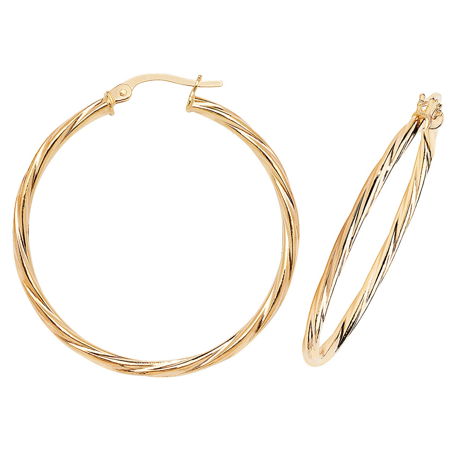 9CT YEL GOLD 30MM HOOP EARRINGS