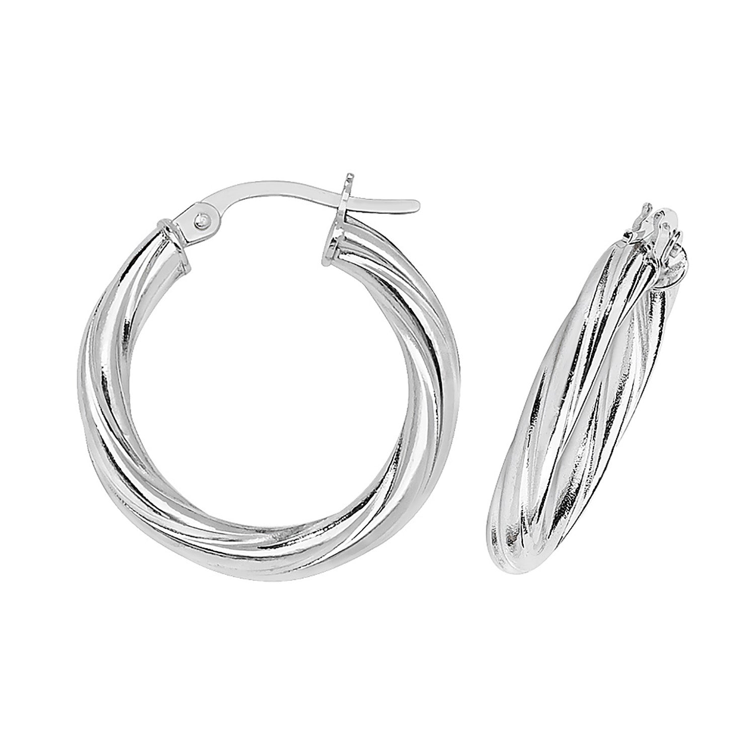 9CT WHT GOLD 15MM HOOP EARRINGS