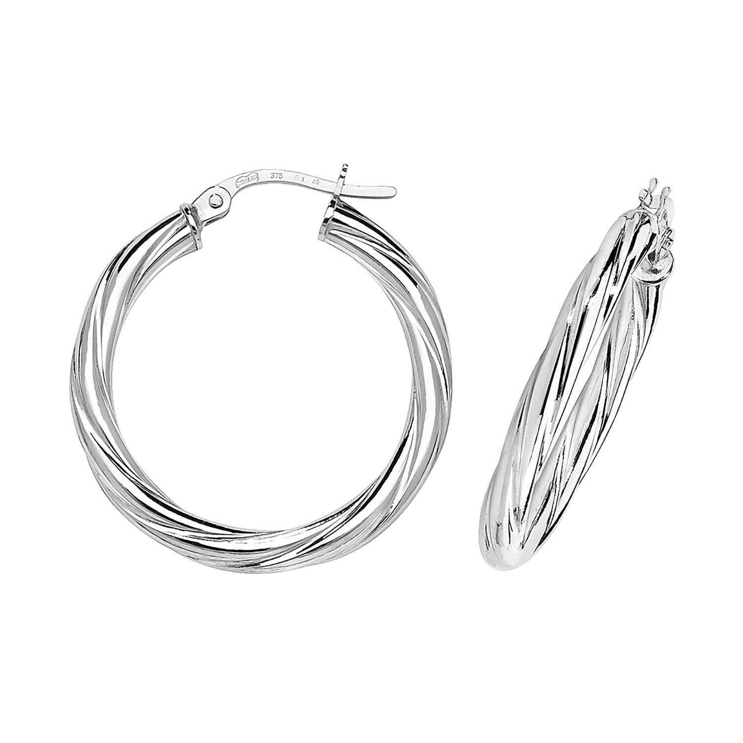 9CT WHT GOLD 20MM HOOP EARRINGS