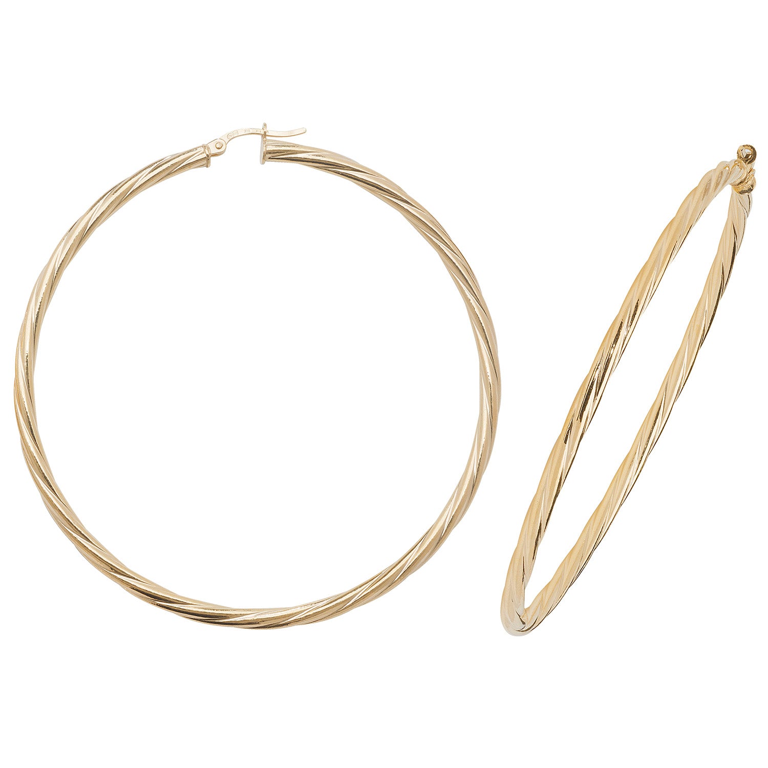 9CT YEL GOLD 60MM HOOP EARRINGS