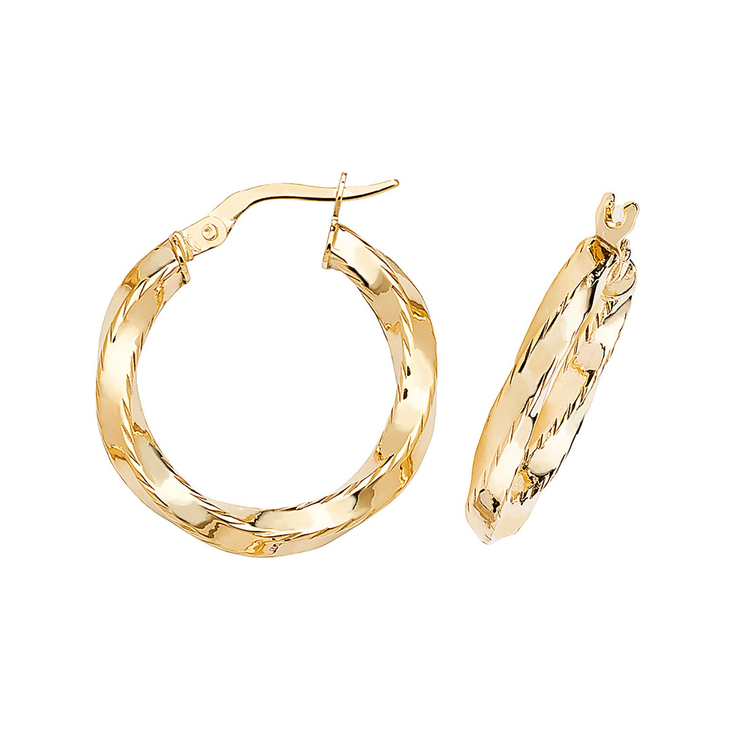 9CT YEL GOLD 15MM HOOP EARRINGS