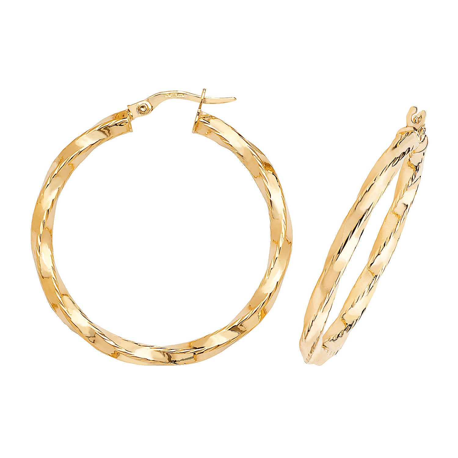 9CT YEL GOLD 30MM HOOP EARRINGS