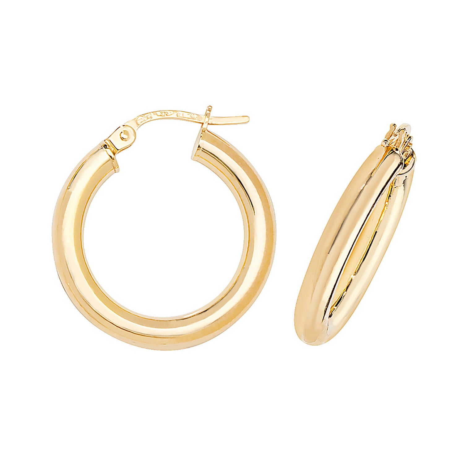 9CT YEL GOLD 15MM HOOP EARRINGS
