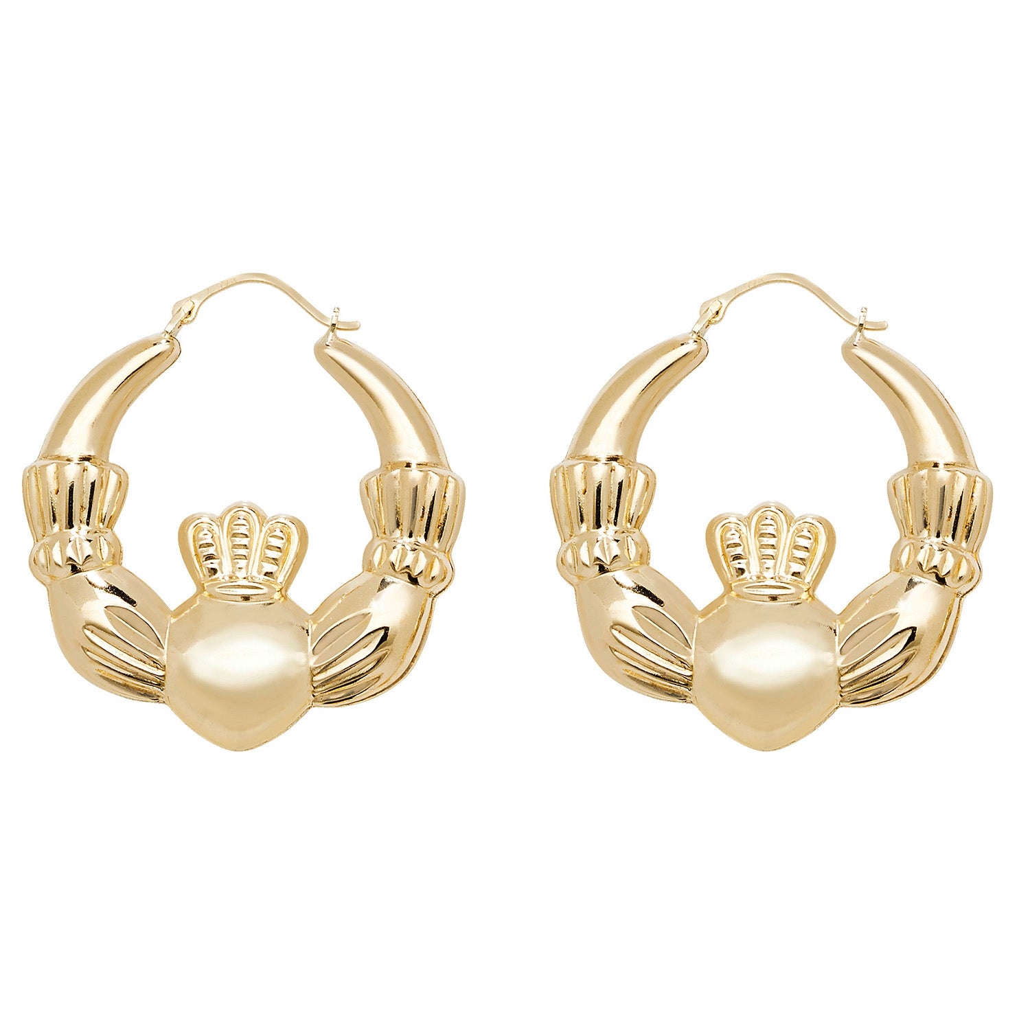 9CT YEL GOLD CLADDAGH EARRINGS