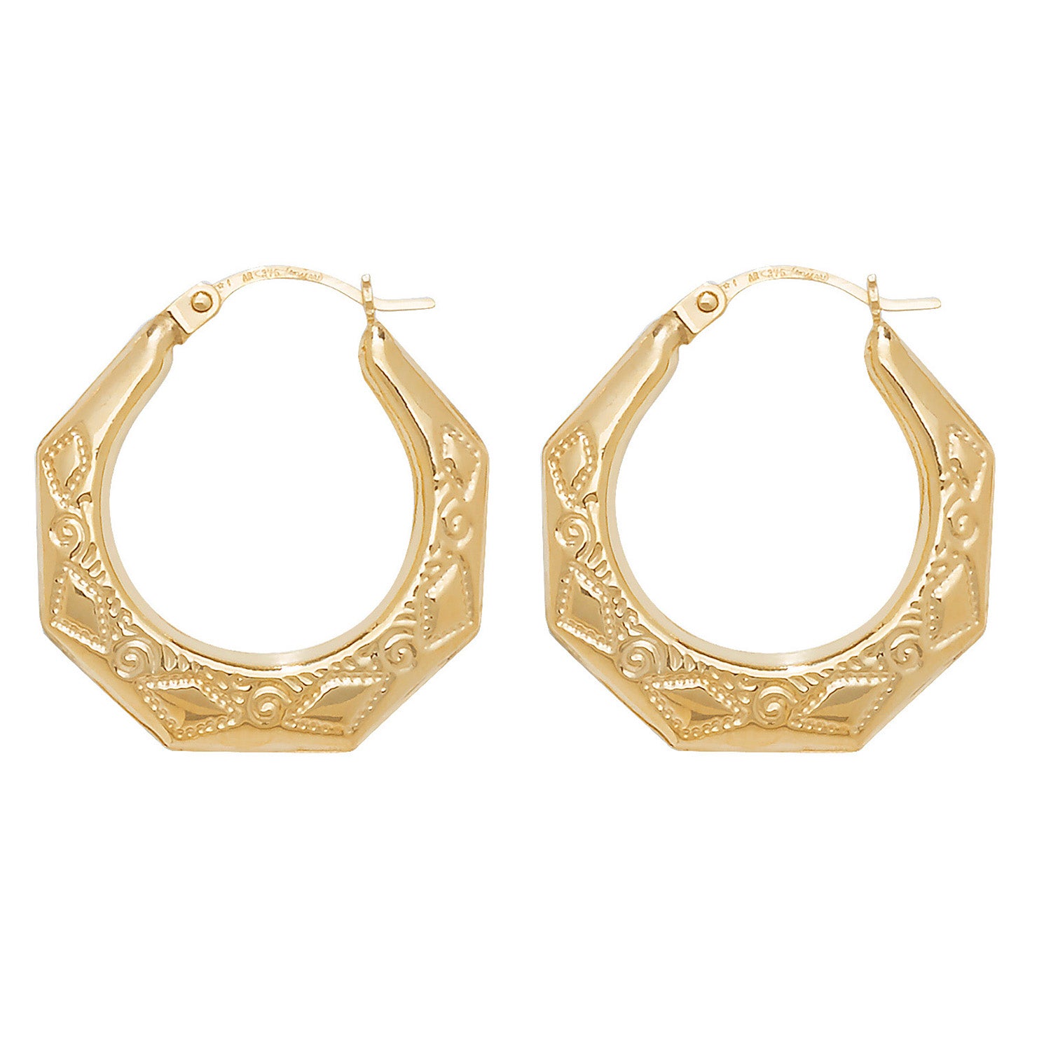 9CT YEL GOLD 15MM CREOLE EARRINGS