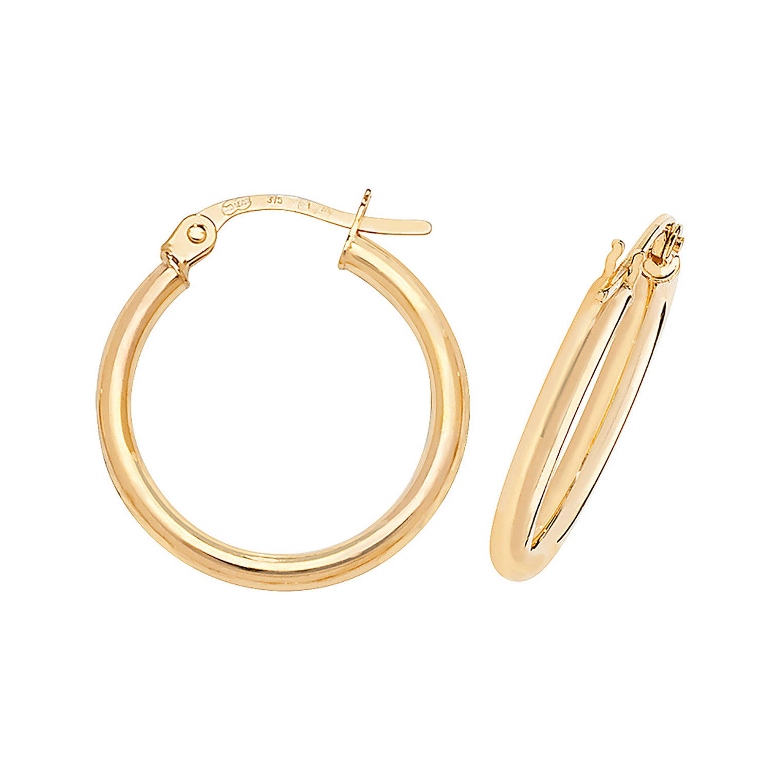 9CT YEL GOLD 15MM HOOP EARRINGS