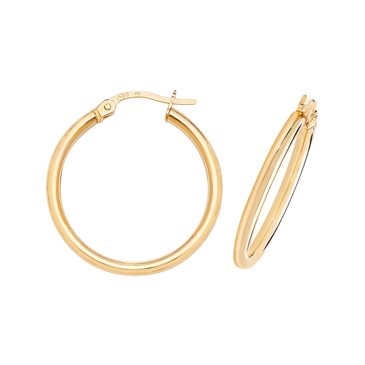 9CT YEL GOLD 20MM HOOP EARRINGS