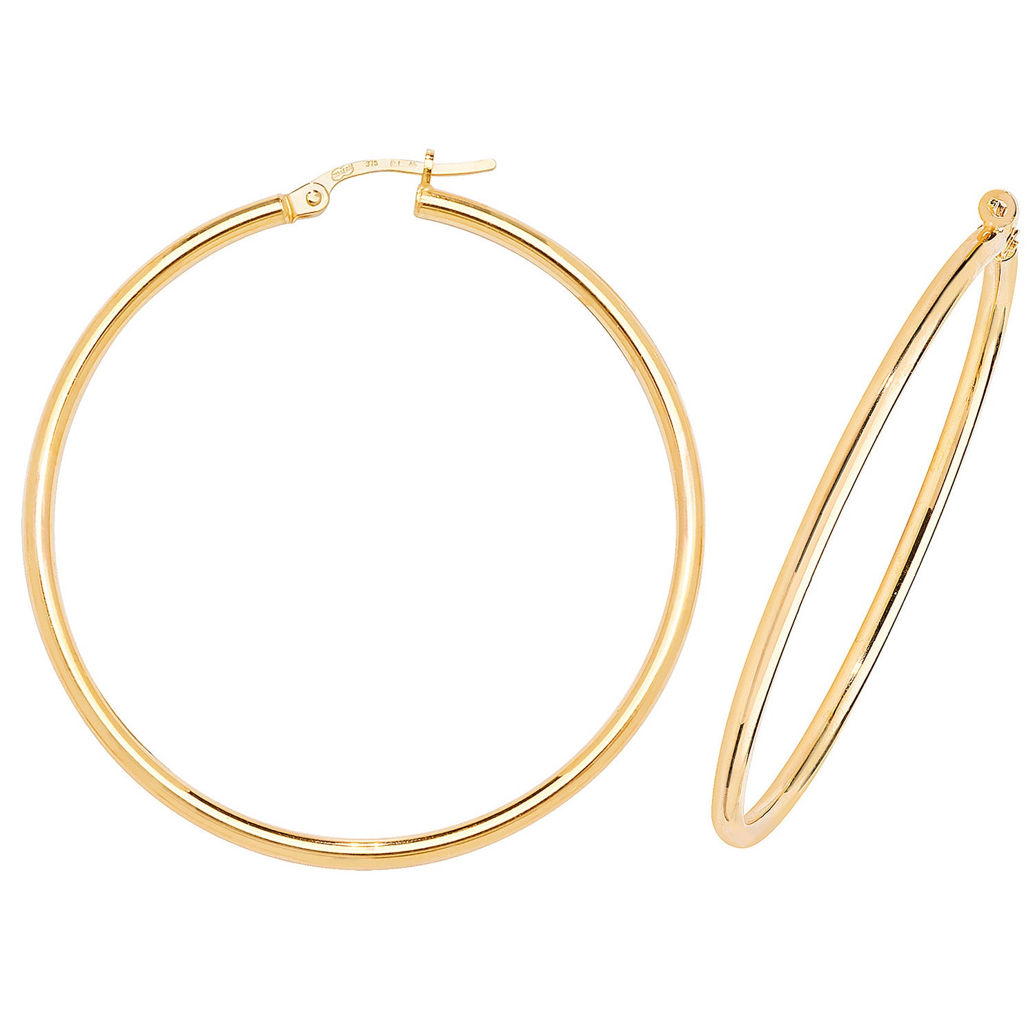 9CT YEL GOLD 40MM HOOP EARRINGS