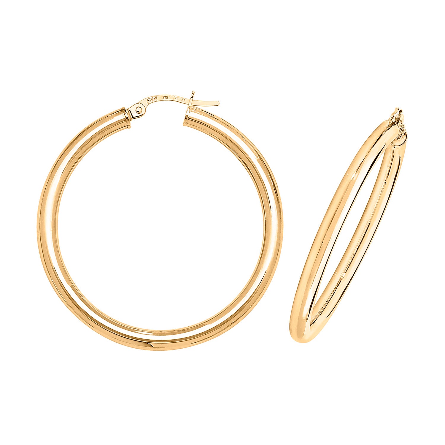 9CT YEL GOLD 30MM HOOP EARRINGS