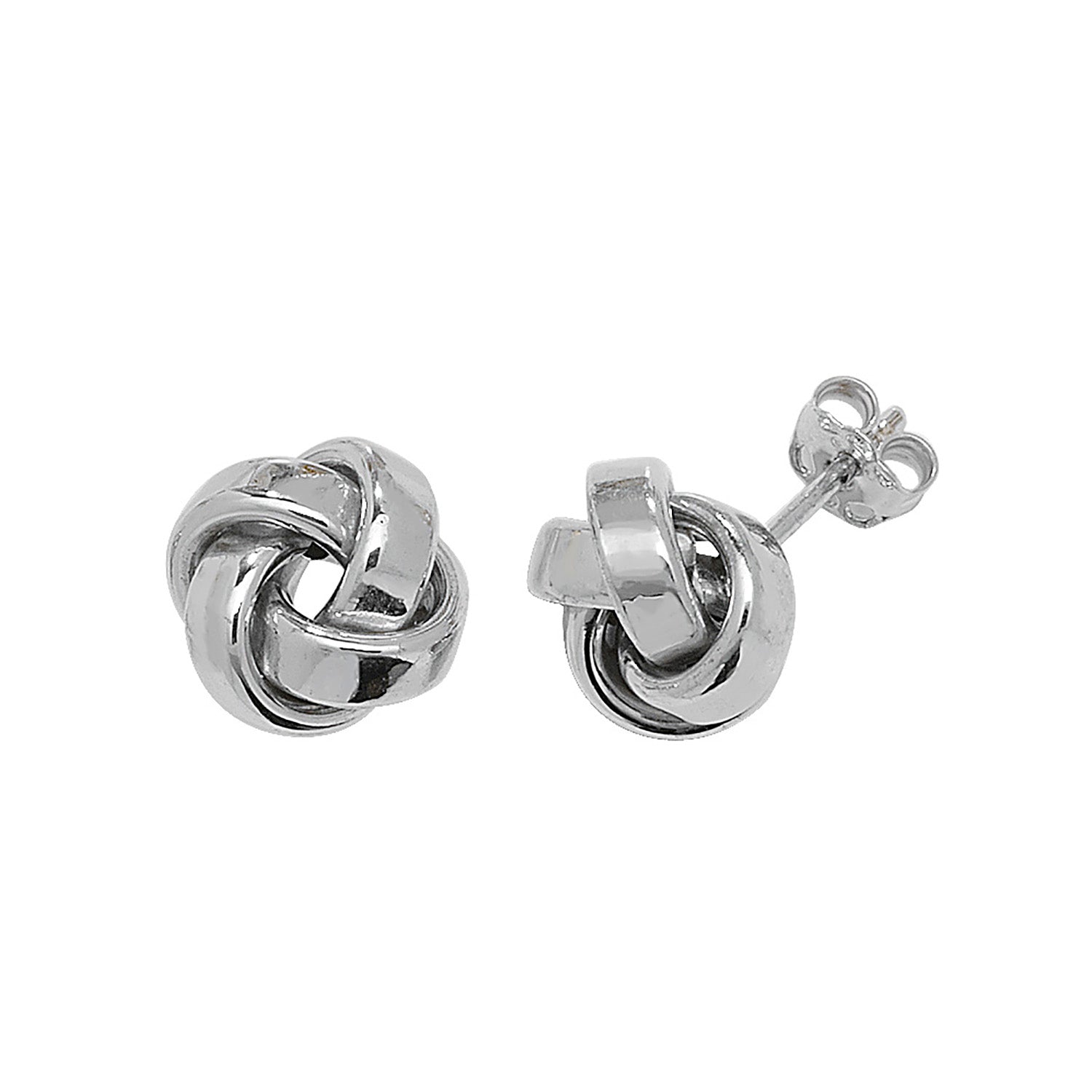 9CT WHT GOLD KNOT  STUD EARRINGS